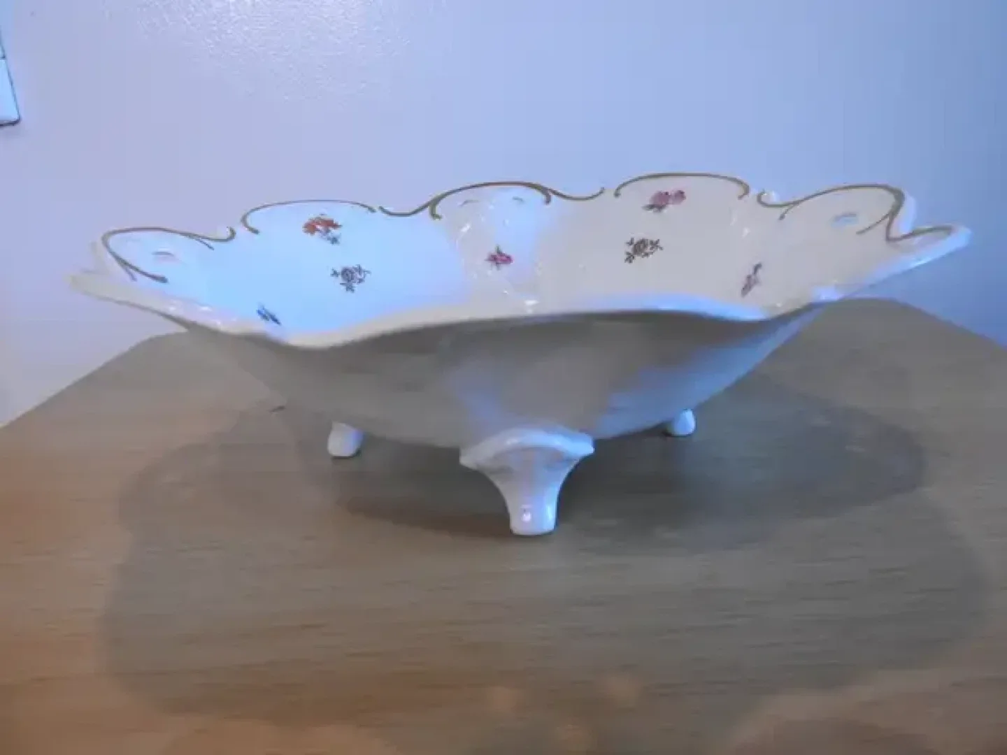 Antique Royal Dux Bowl with Floral Design image indicator(2)