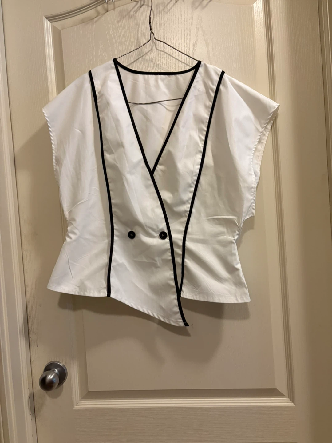 White & Black Trim Blouse