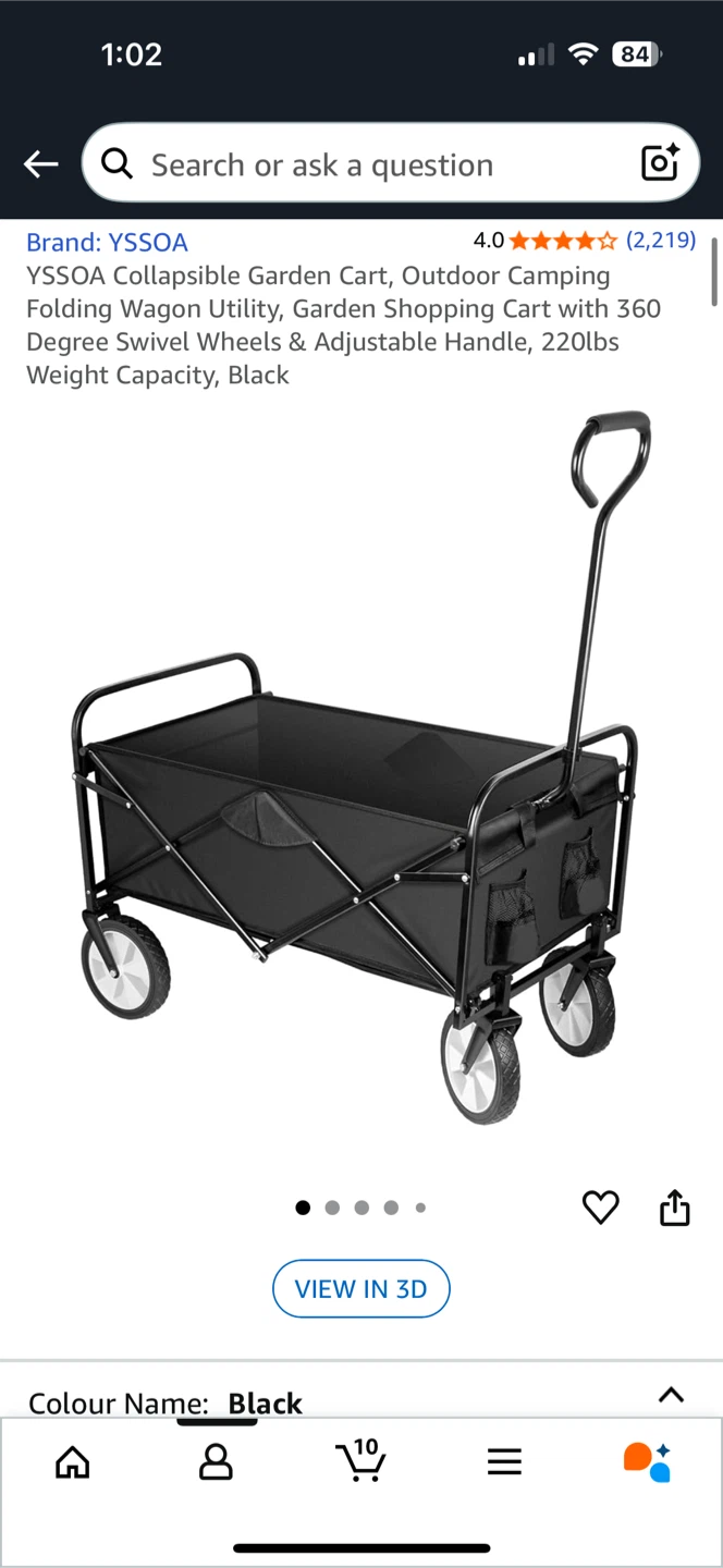 YSSOA Collapsible Garden Cart - Black