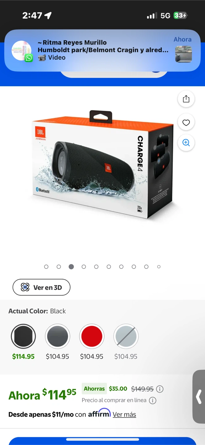 JBL Charge 4 Black Bluetooth Speaker - Like New! - photo 2