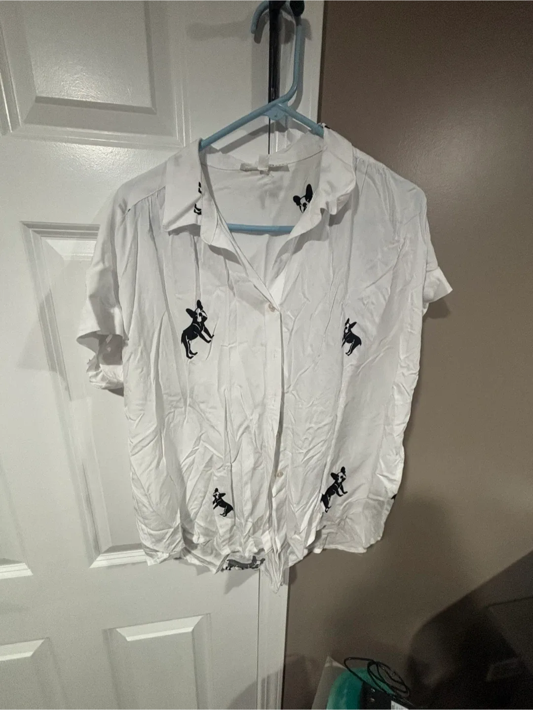Jane + Delancey White Dog Print Blouse - Size M thumbnail