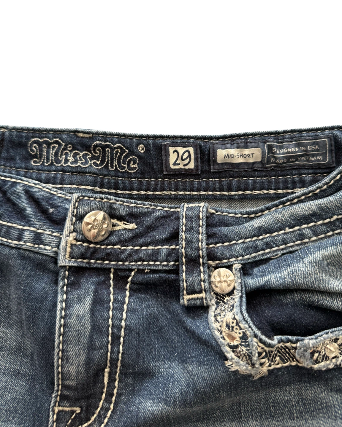 Y2K Miss Me Denim Shorts - photo 3