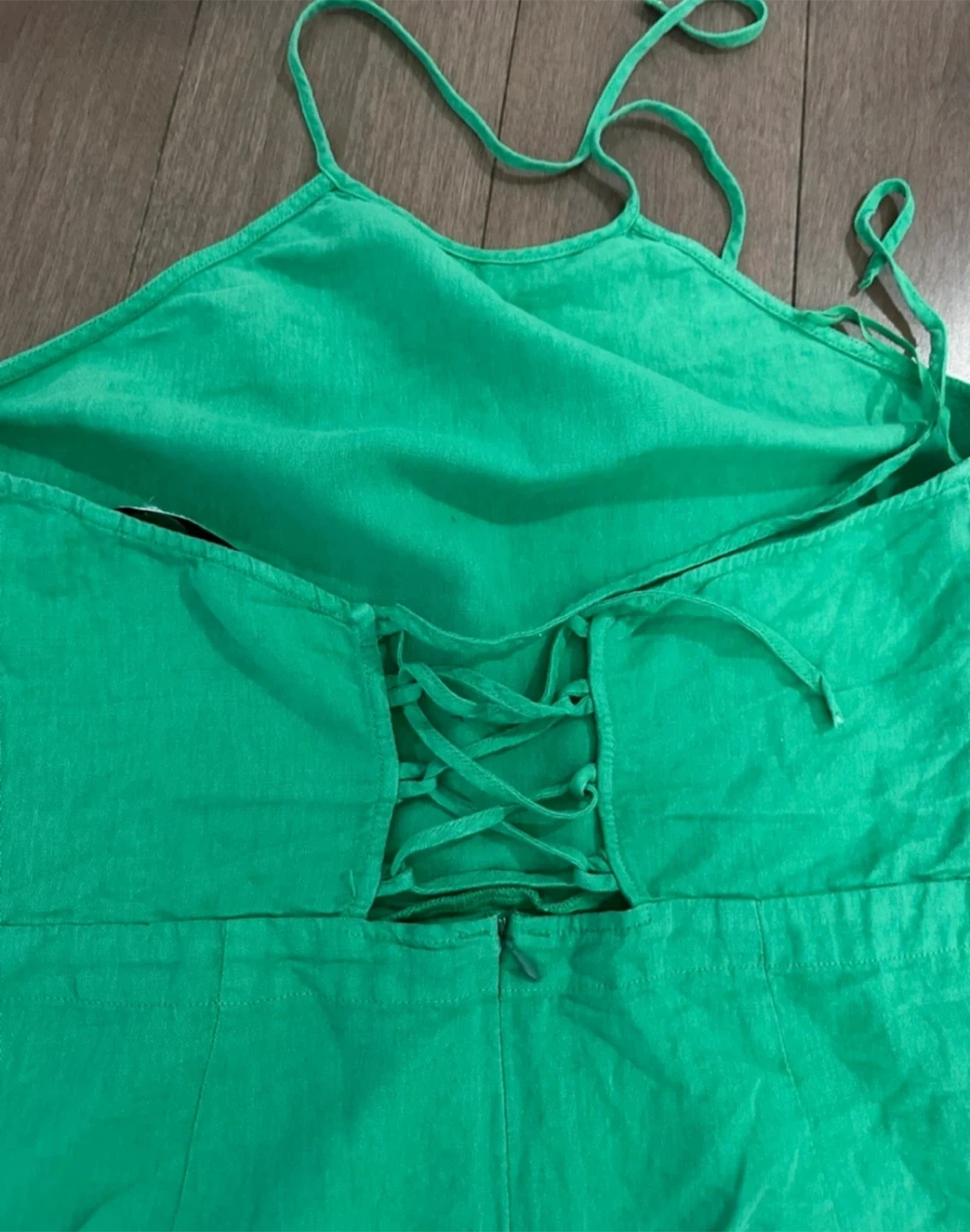 Zara Linen Blend Green Halter Dress - photo 2