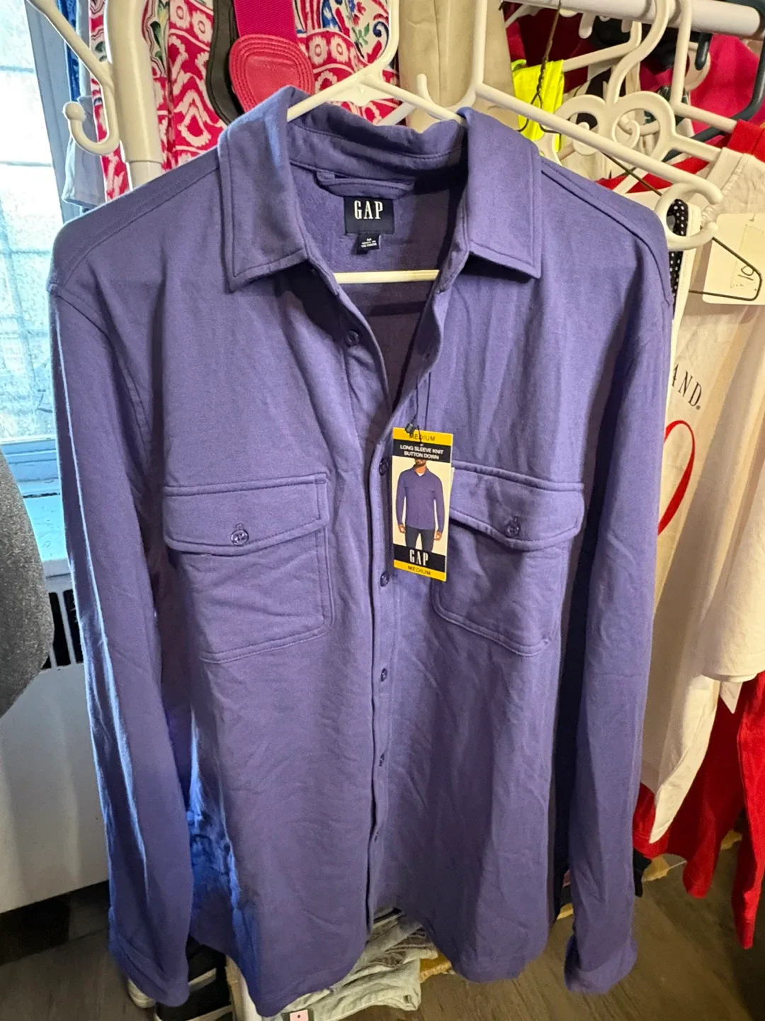 GAP Long Sleeve Knit Button Down - Medium thumbnail