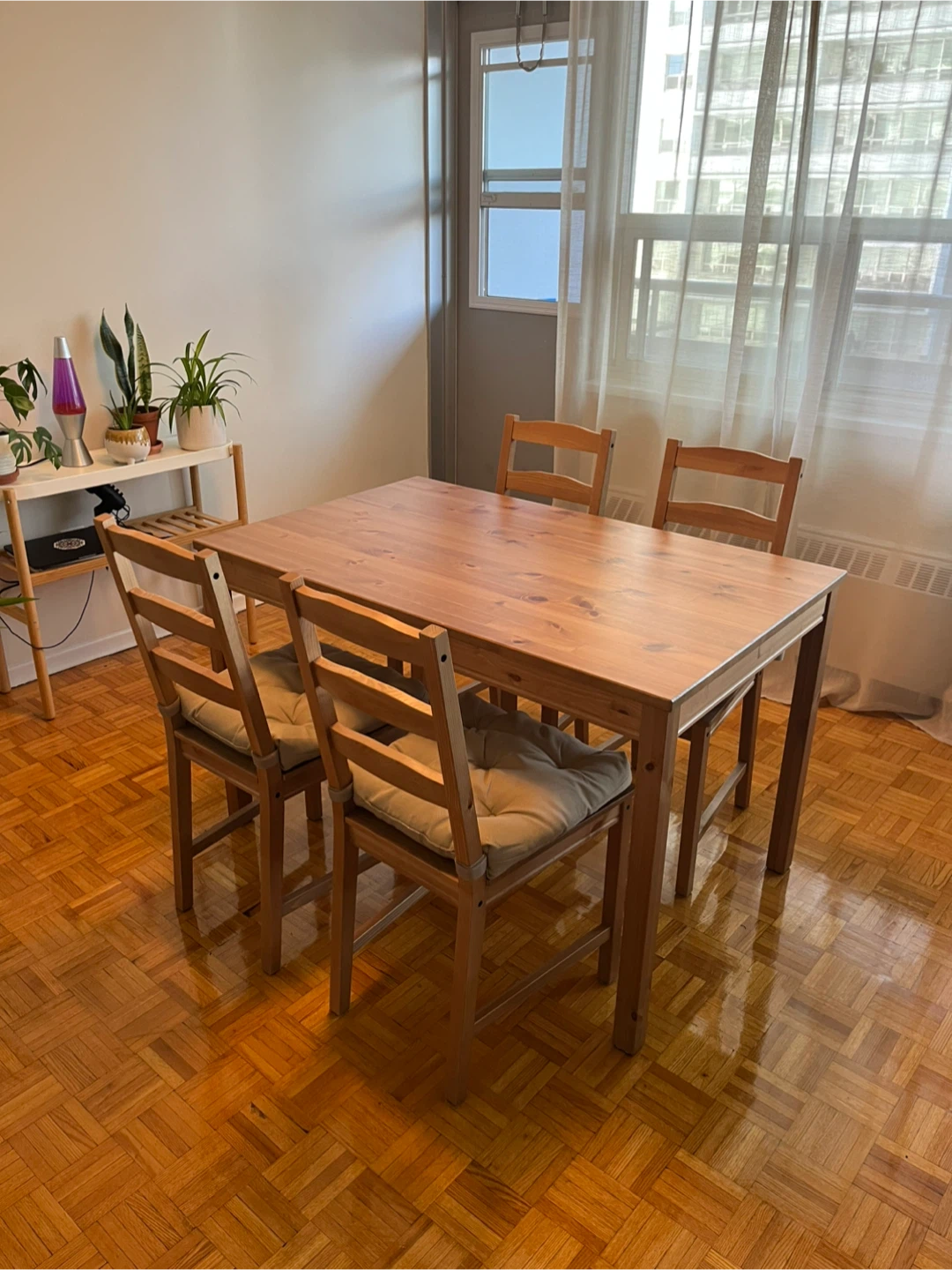 Dining Table + 4 Chairs w/ Cushions (Ikea)