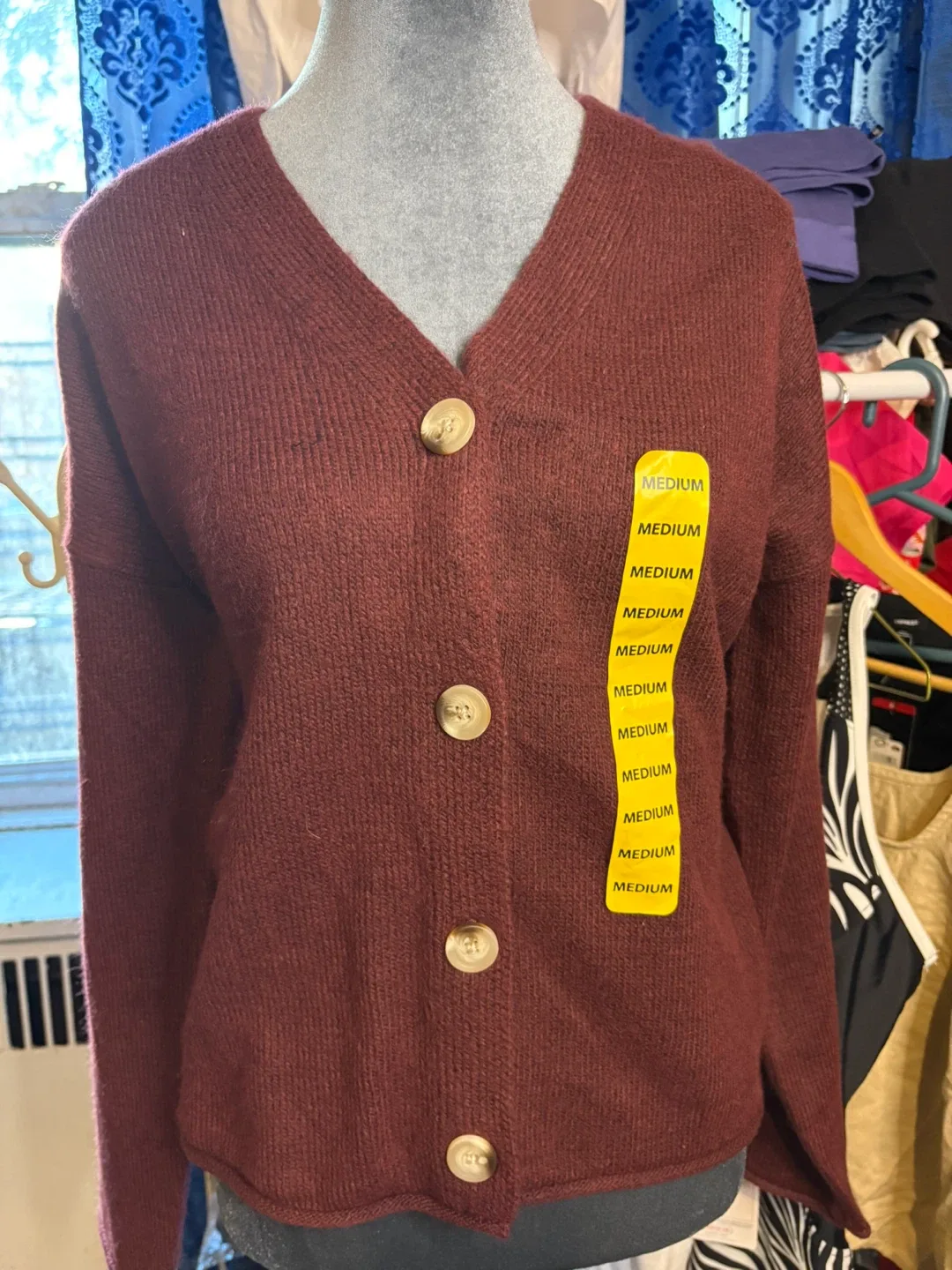 Burgundy Cardigan - Size Medium thumbnail