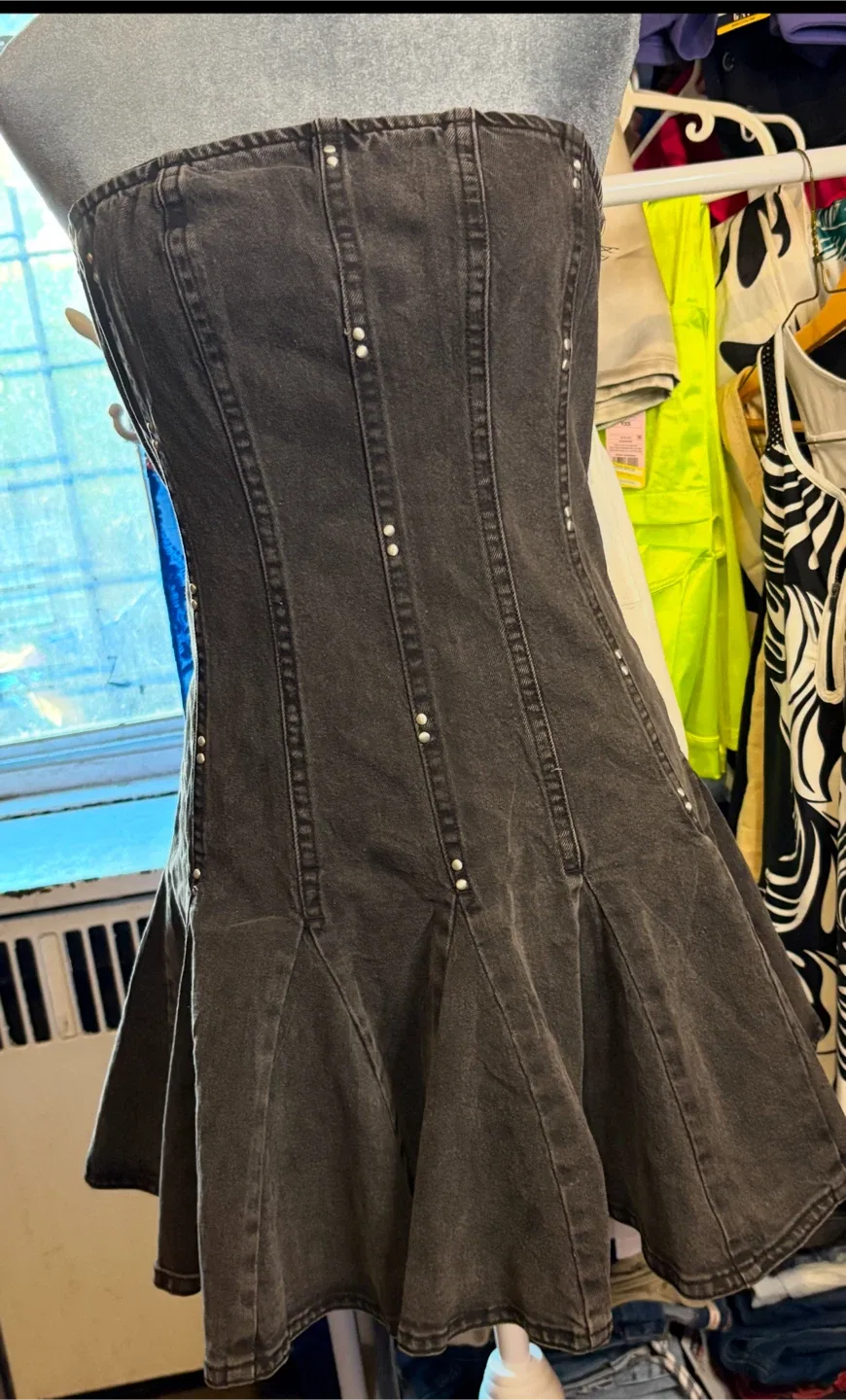 Black Denim Corset Mini Dress thumbnail