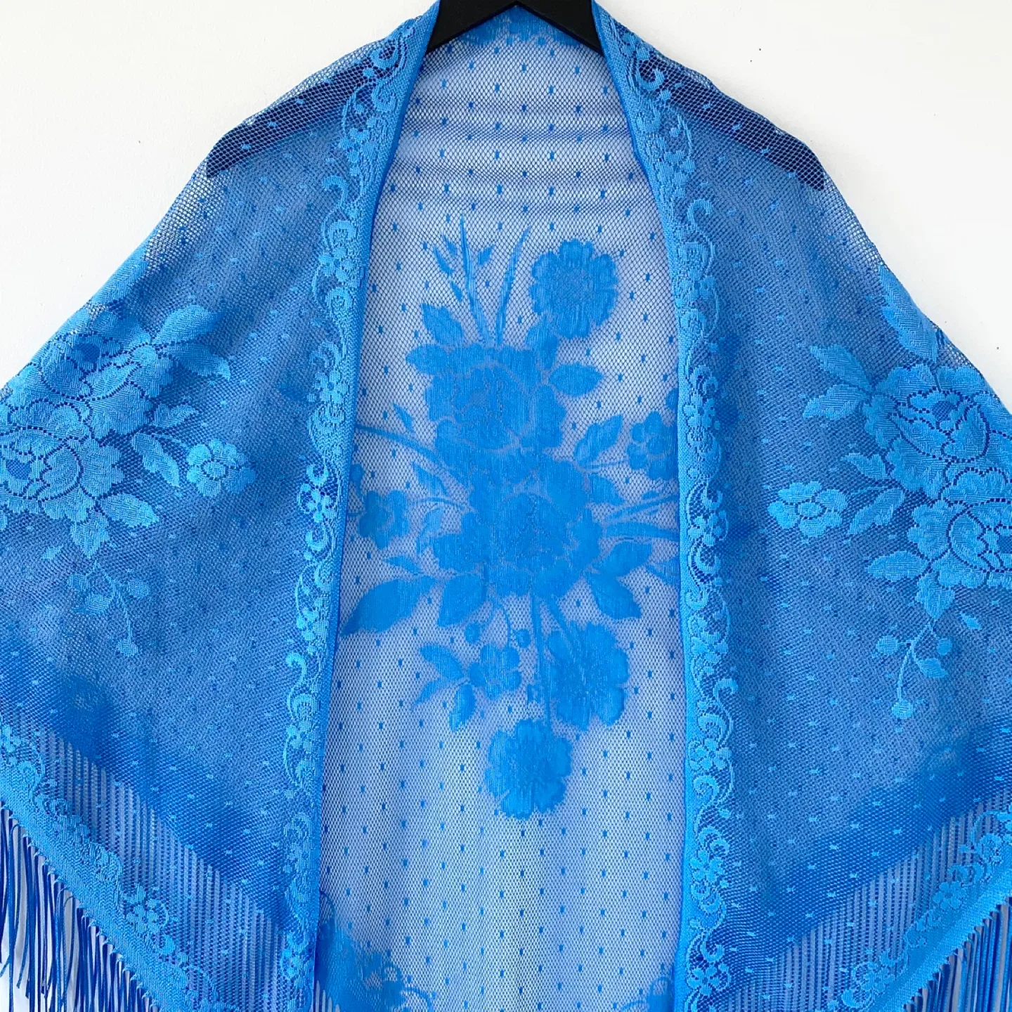Vintage Triangle Lace Fringe Shawl / Scarf image indicator(6)
