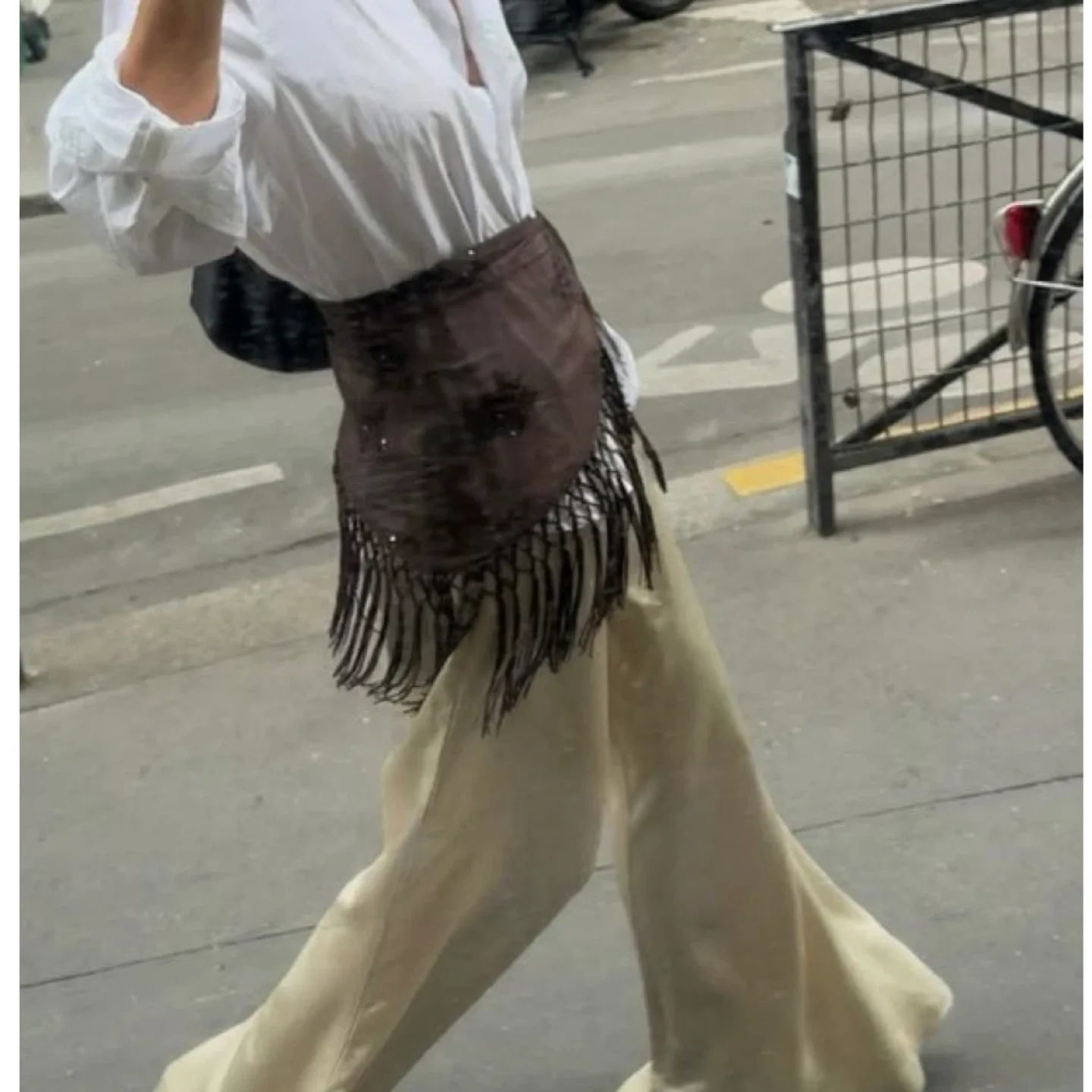 Vintage Triangle Lace Fringe Shawl / Scarf image indicator(9)