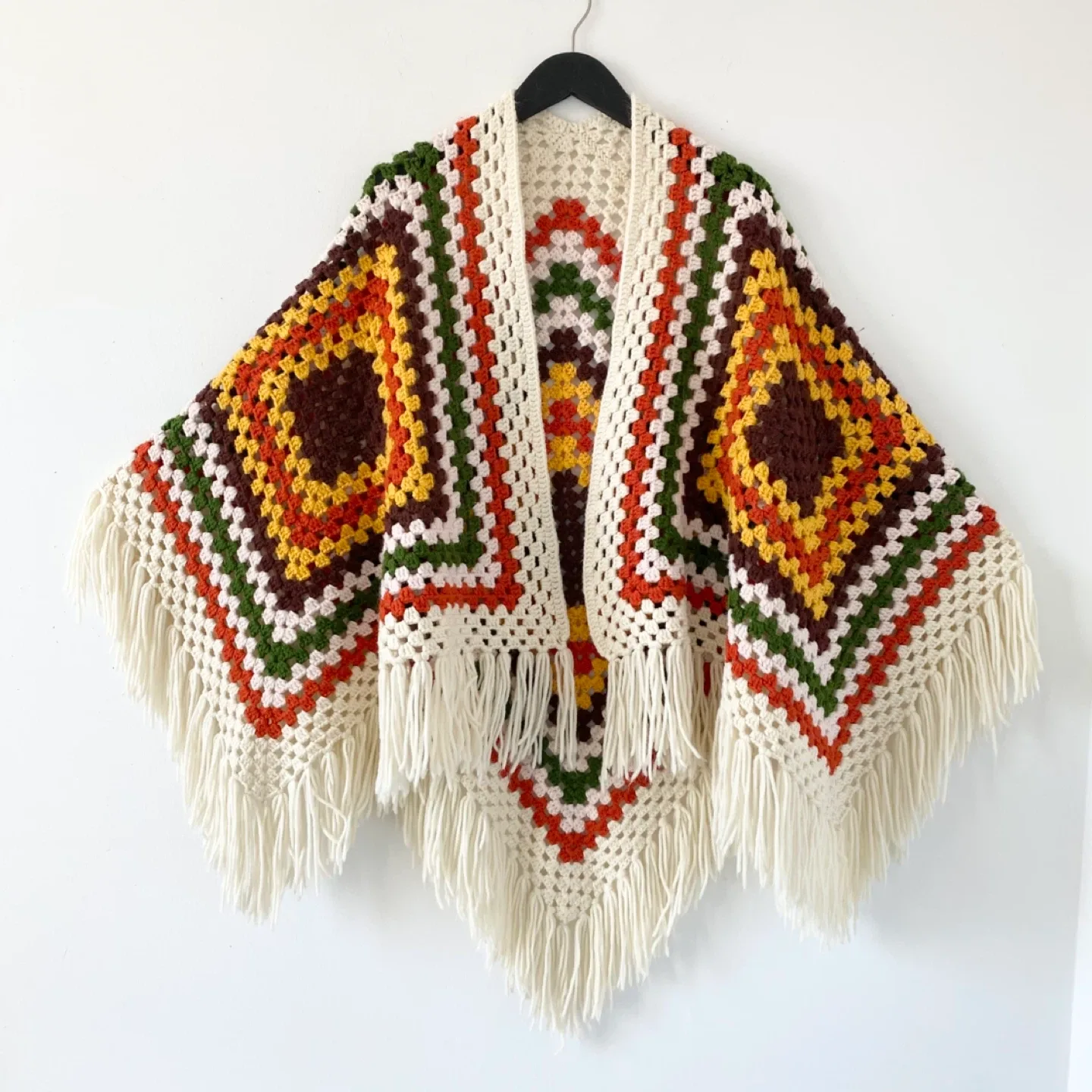 Hand Crochet Shawl with Fringes thumbnail