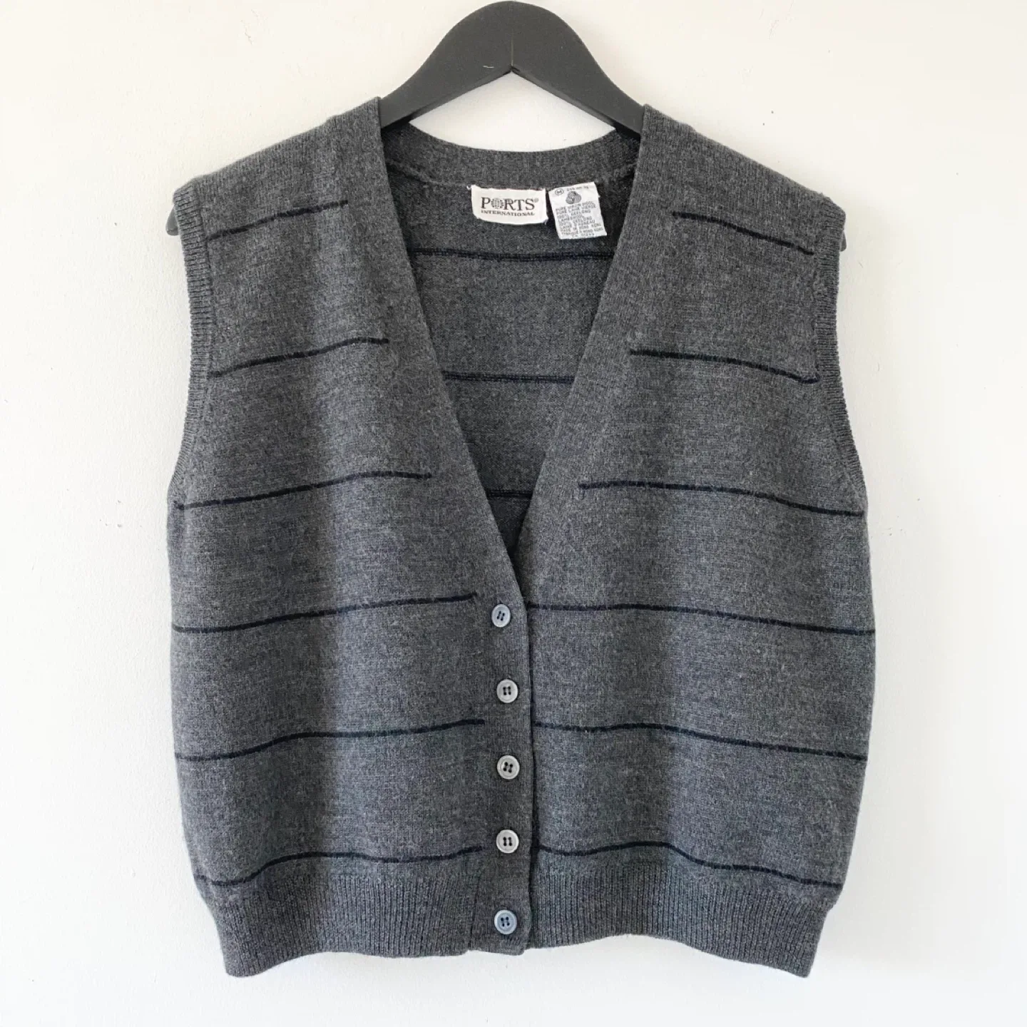 Vintage Ports 100% Wool Striped Vest thumbnail