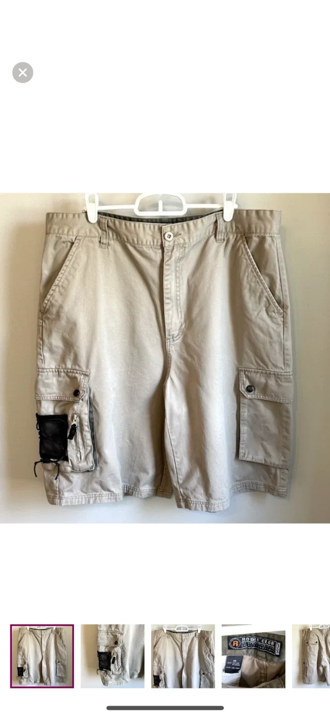 Rodeo Club Flat Front Cotton Cargo Shorts Mens Size 38 thumbnail