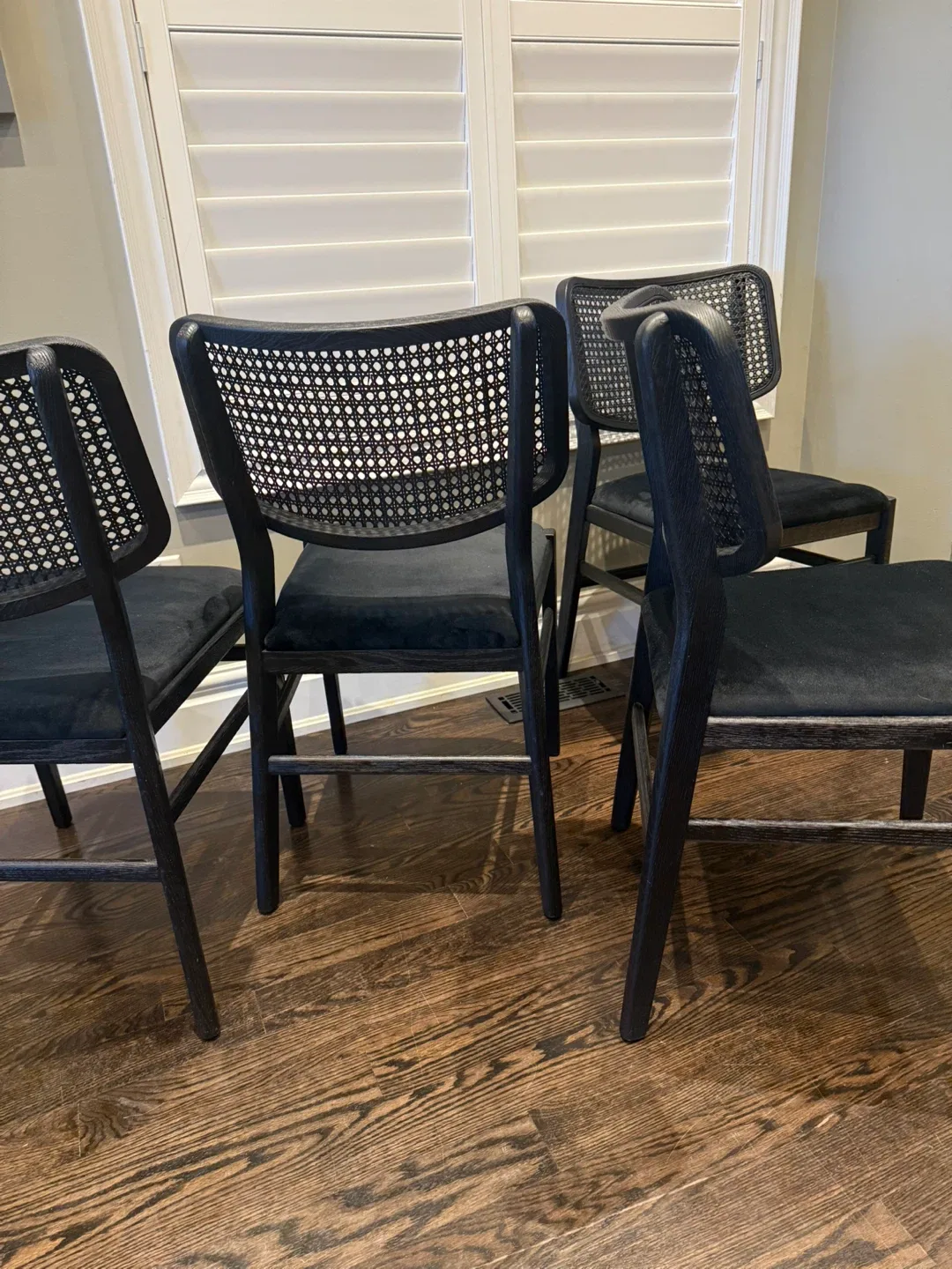 Four Black Rattan Dining Chairs thumbnail