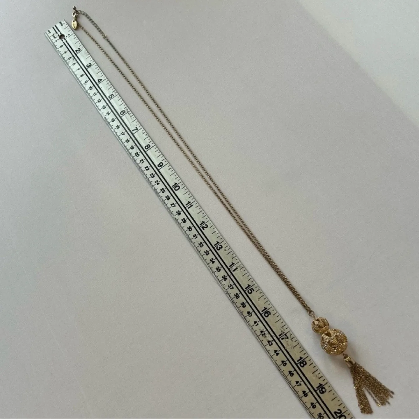 Lily Morgan Long Gold Chain Necklace Tassel Rhinestone Pendant image indicator(4)