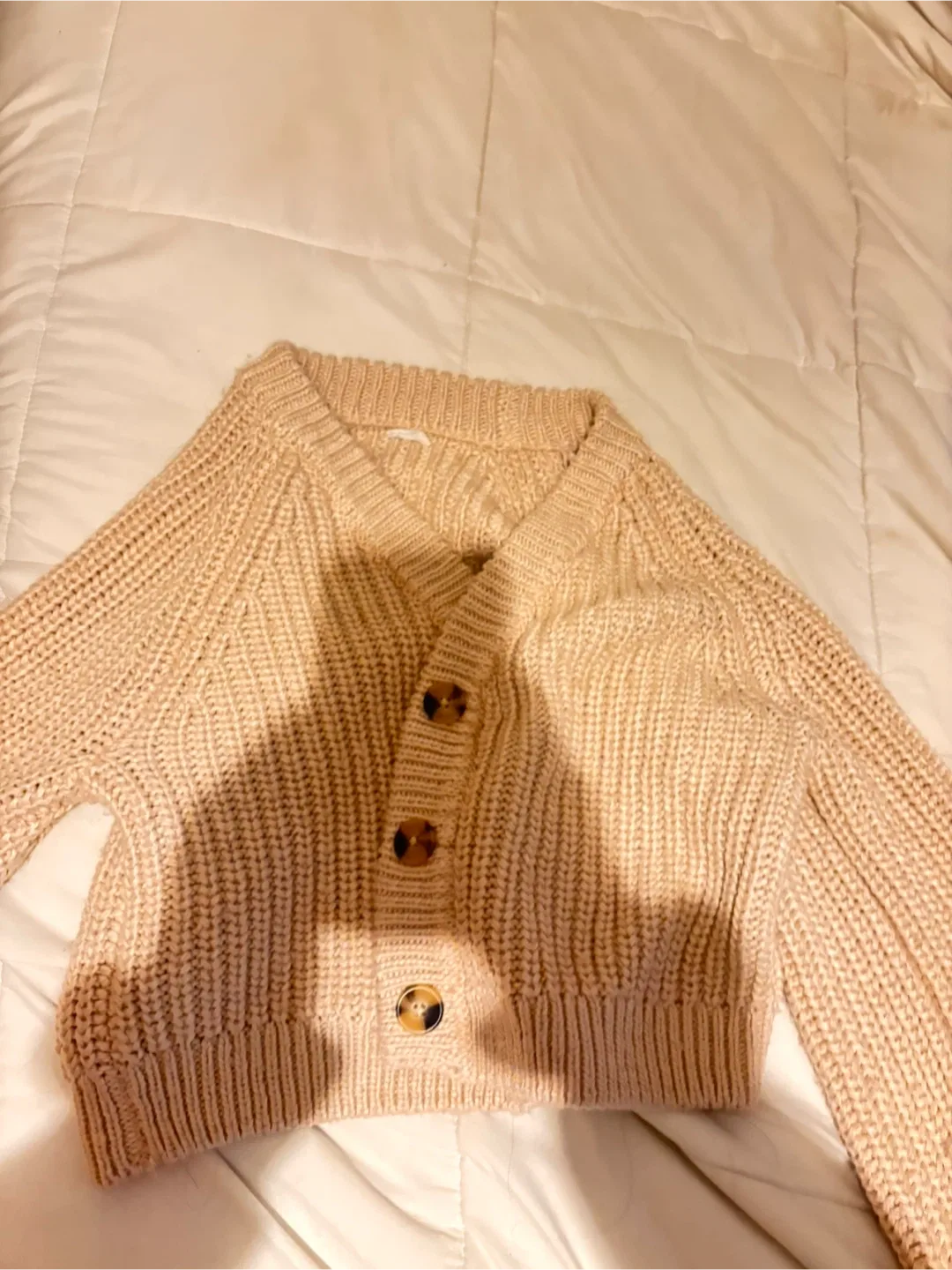 Beige Knit Cardigan - Size Small thumbnail