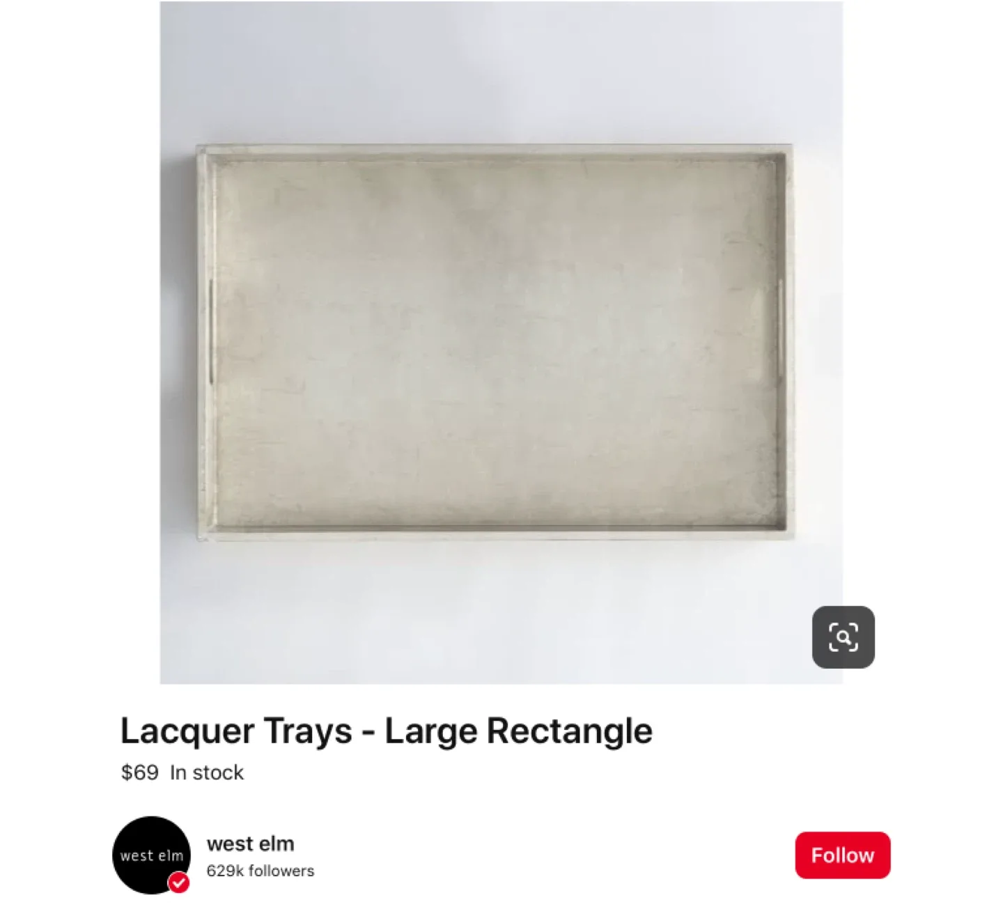 West Elm Lacquer Tray - Large Rectangle thumbnail
