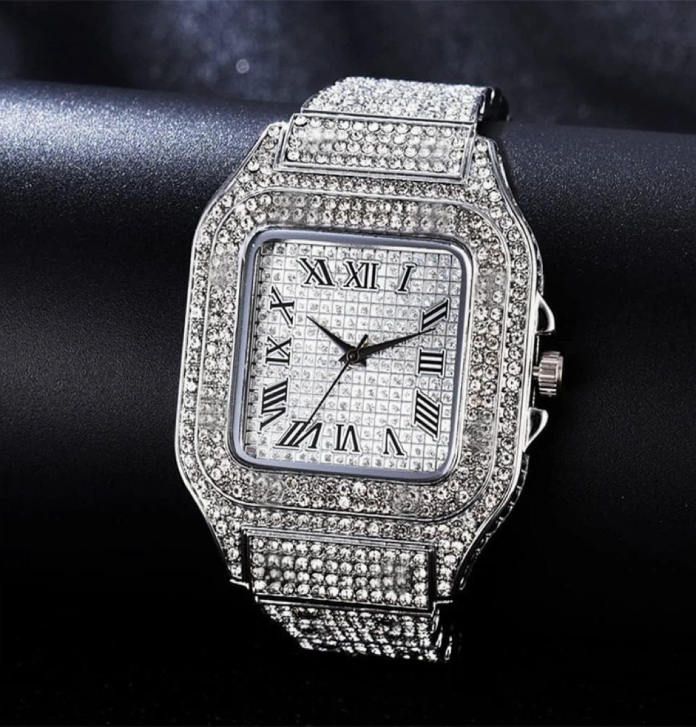 Iced Out Silver Watch