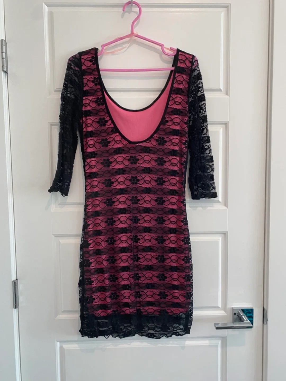 Pink & Black Lace Dress- SZ SMALL image indicator(3)