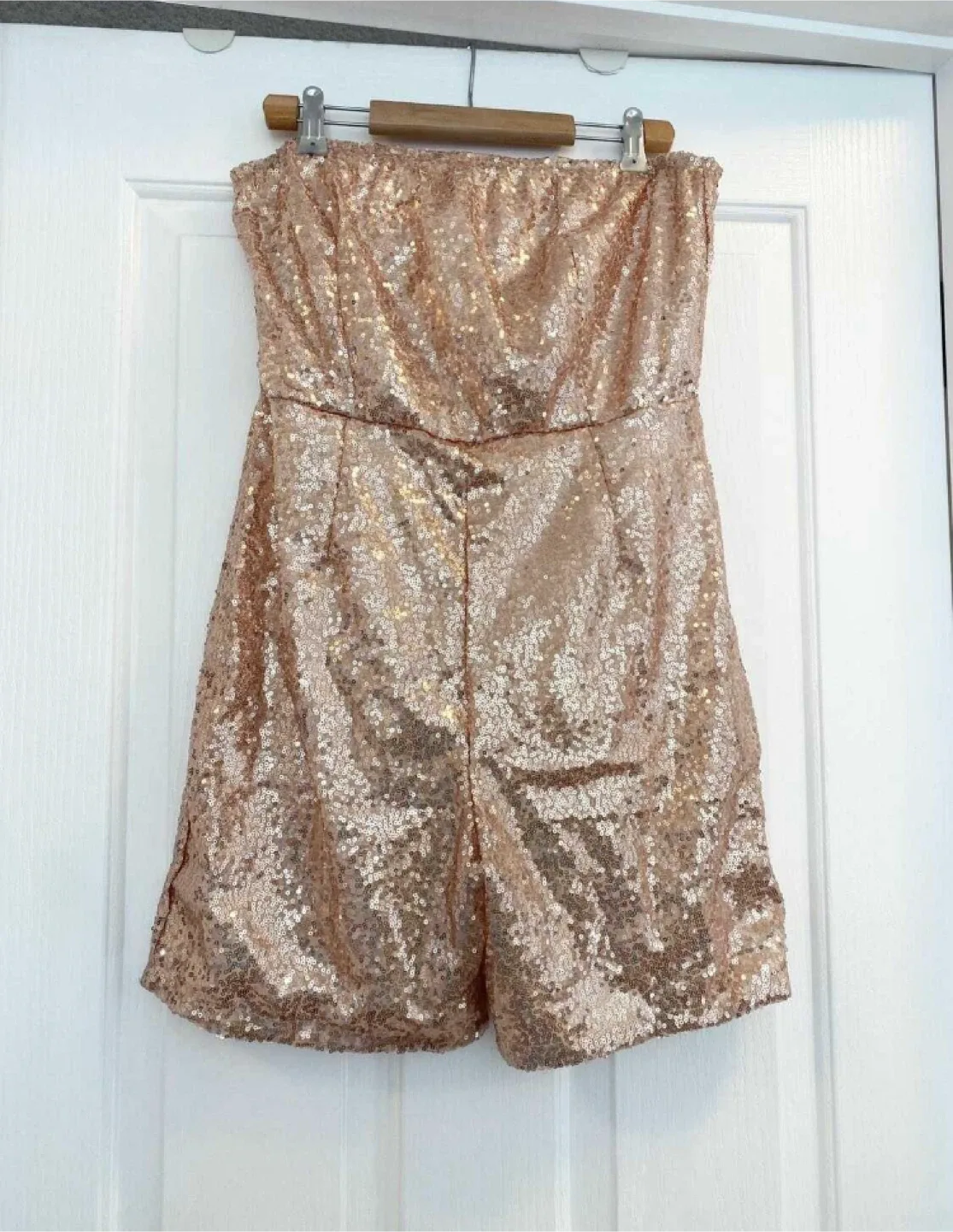 New Rose Gold Sequin Strapless Romper- M or LG image indicator(2)
