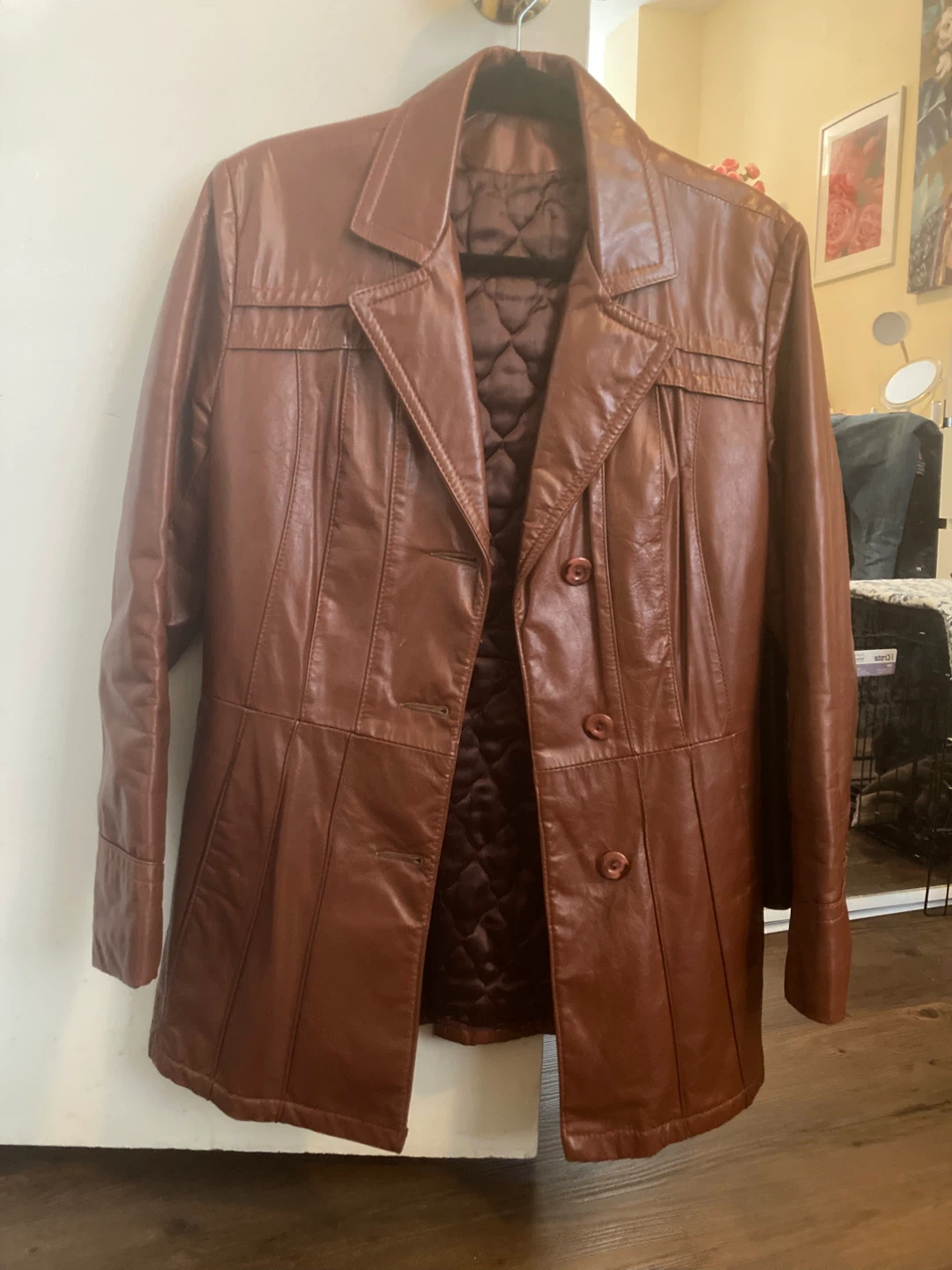 Vintage Brick Brown Leather Jacket - photo 3