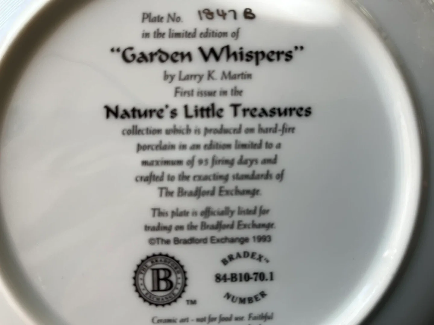 Bradford Exchange Collector’s Plate- Hummingbird and Babies image indicator(5)