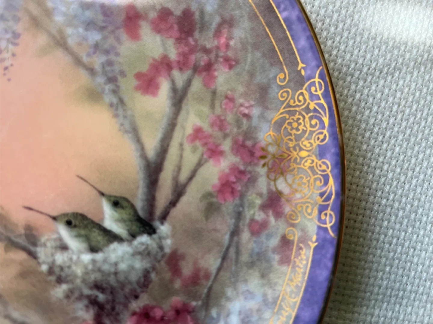 Bradford Exchange Collector’s Plate- Hummingbird and Babies image indicator(3)