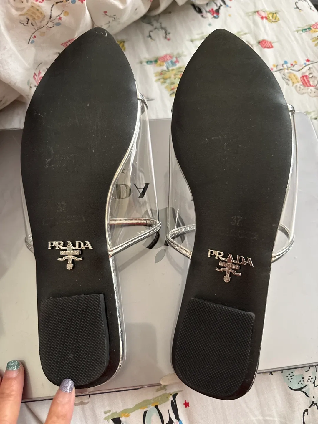 Prada Silver Clear Sandals - Size 37 image indicator(4)