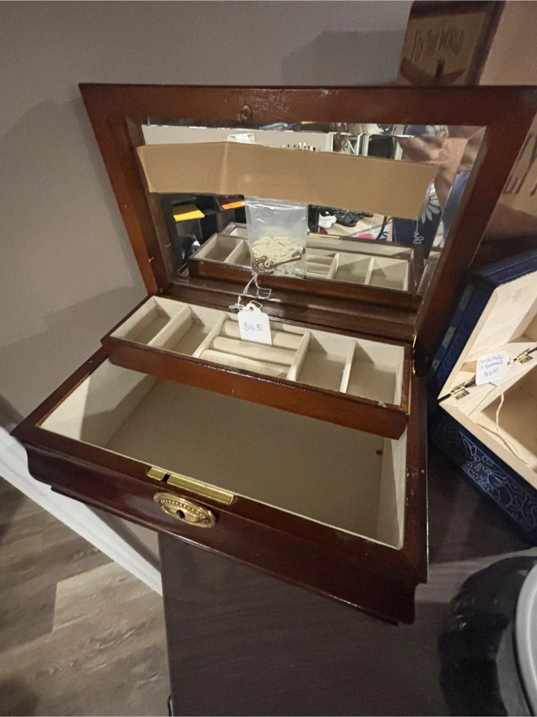 Wooden Jewelry Box with Mirror thumbnail