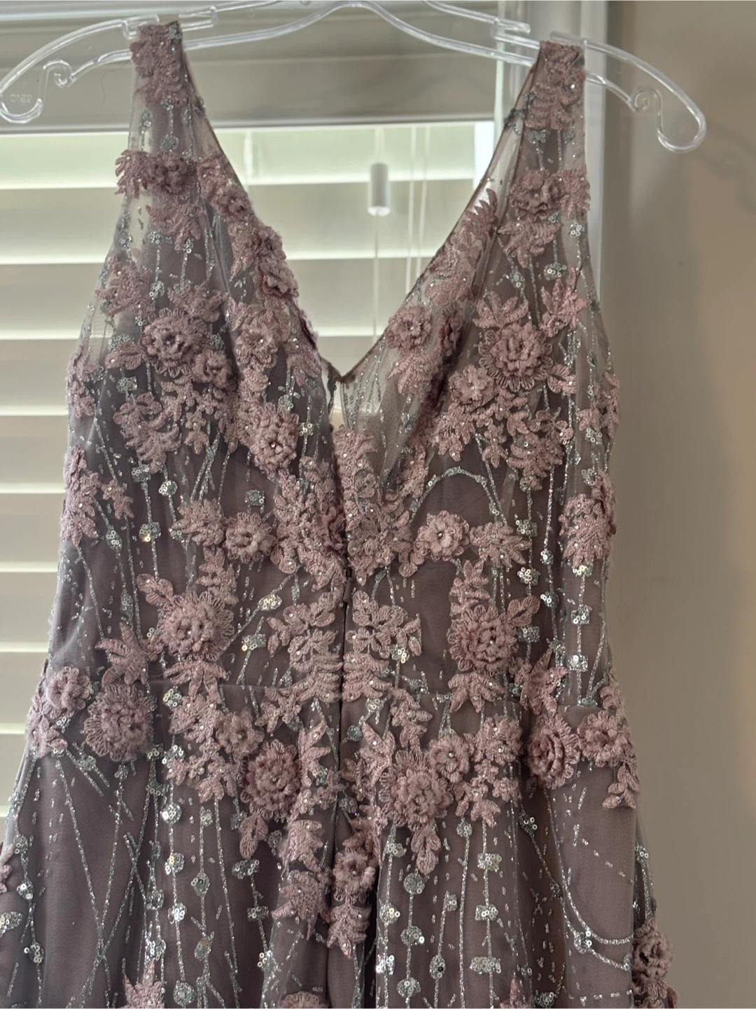 Floral Appliqué Formal Dress