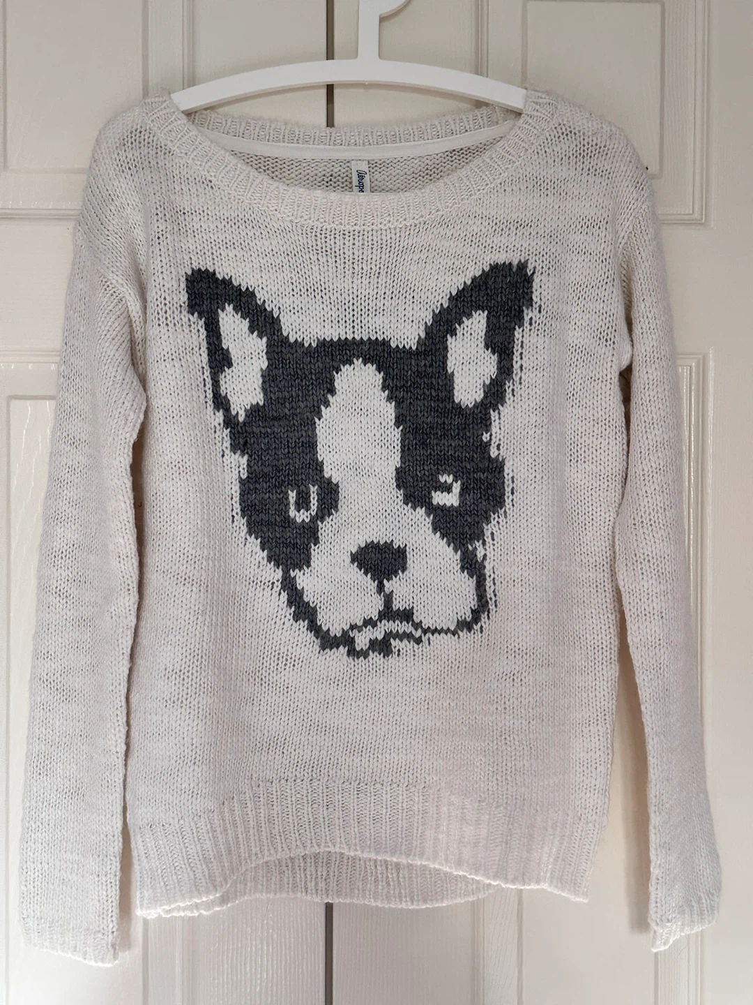 Aeropostale Cream Dog Print Sweater - Size XS