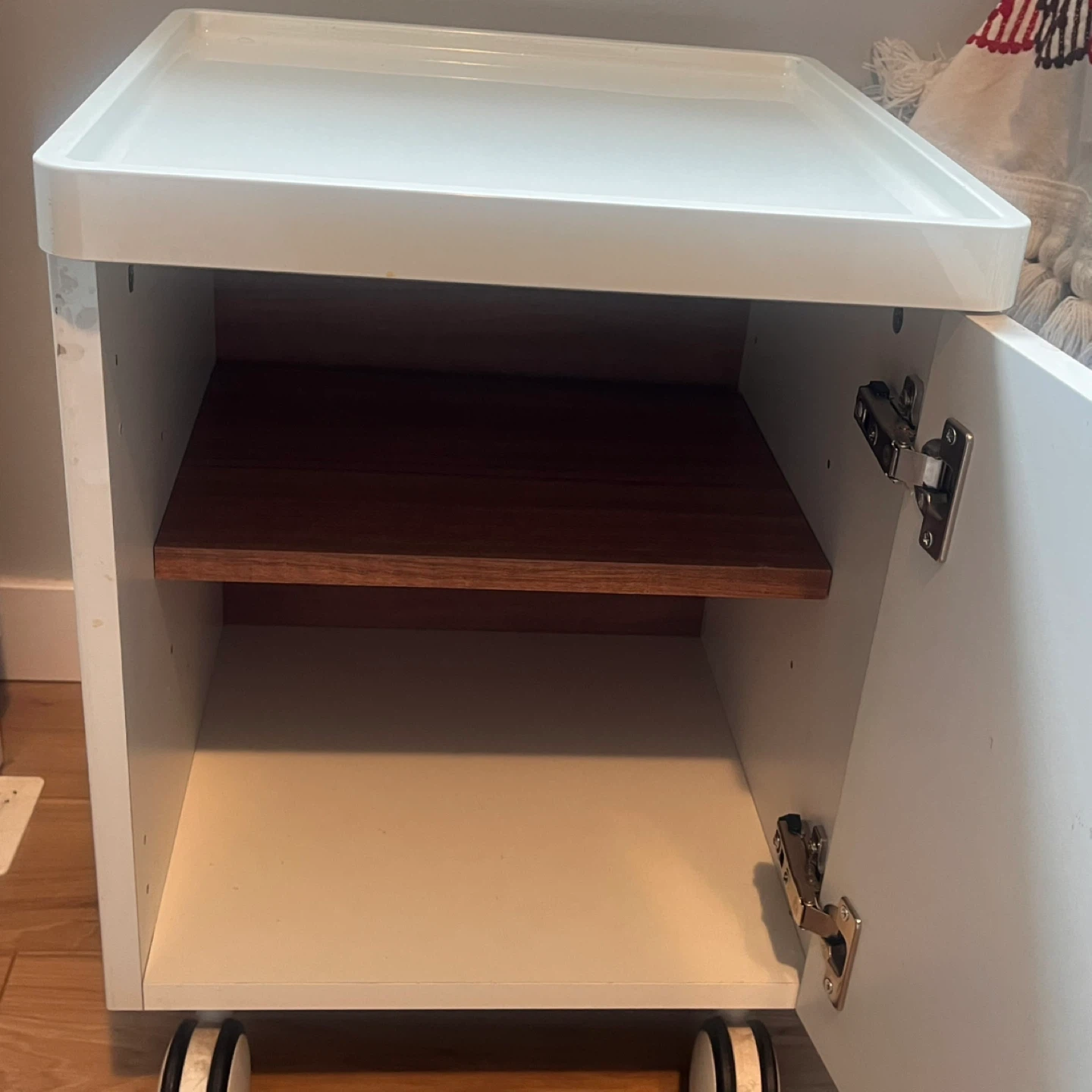 White IKEA Vinstra Nightstand Rolling Storage Side Table - photo 4