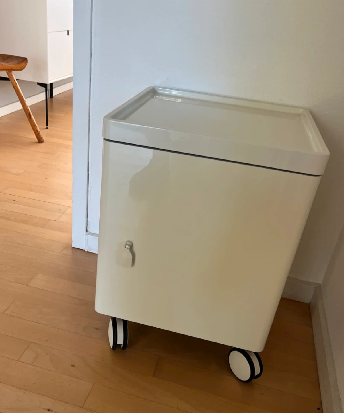White IKEA Vinstra Nightstand Rolling Storage Side Table - photo 3