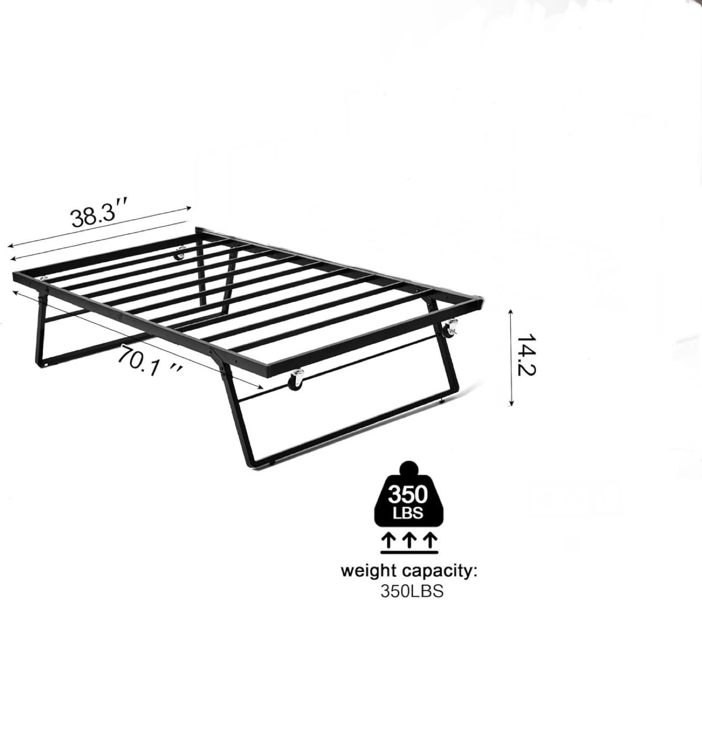 Twin Size Trundle Bed Frame - Black Metal