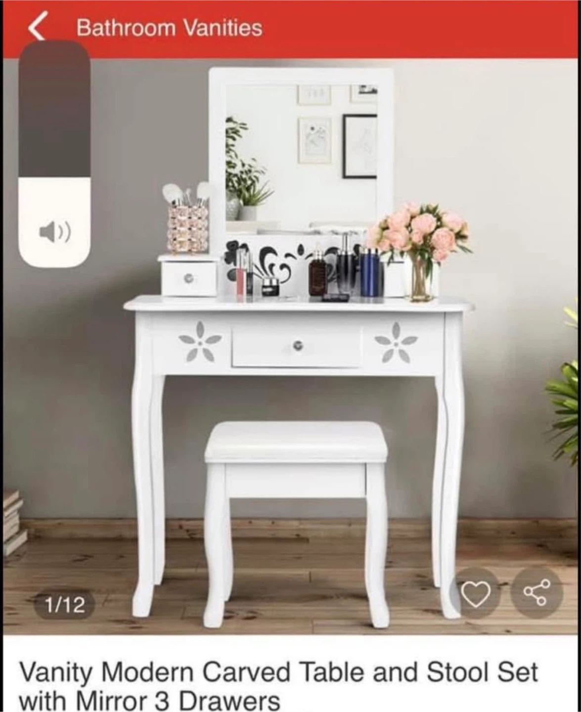 Vanity Modern Table and Stool Set and two night stands