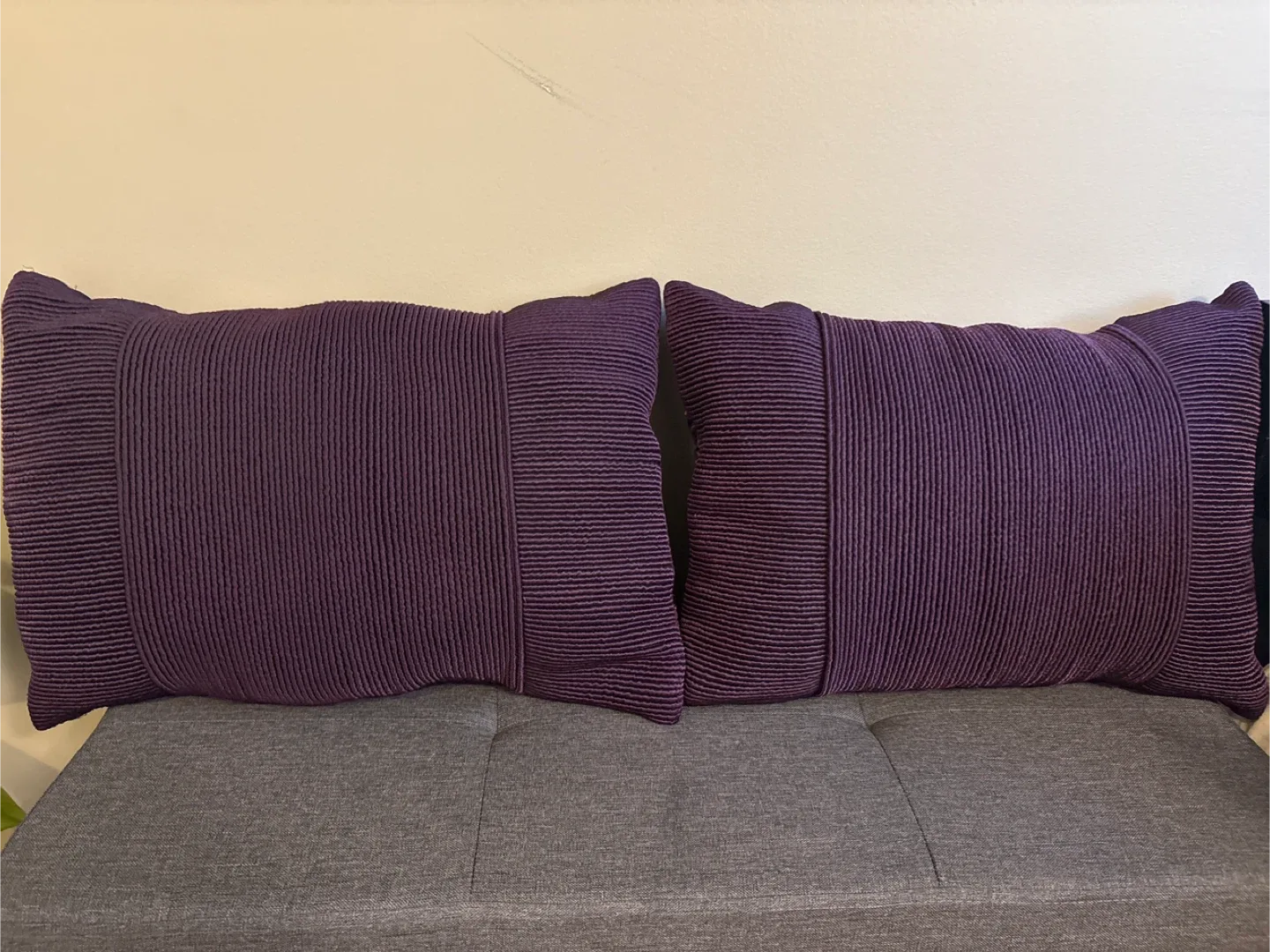 Purple Ribbed Throw Pillows - Set of 2 thumbnail