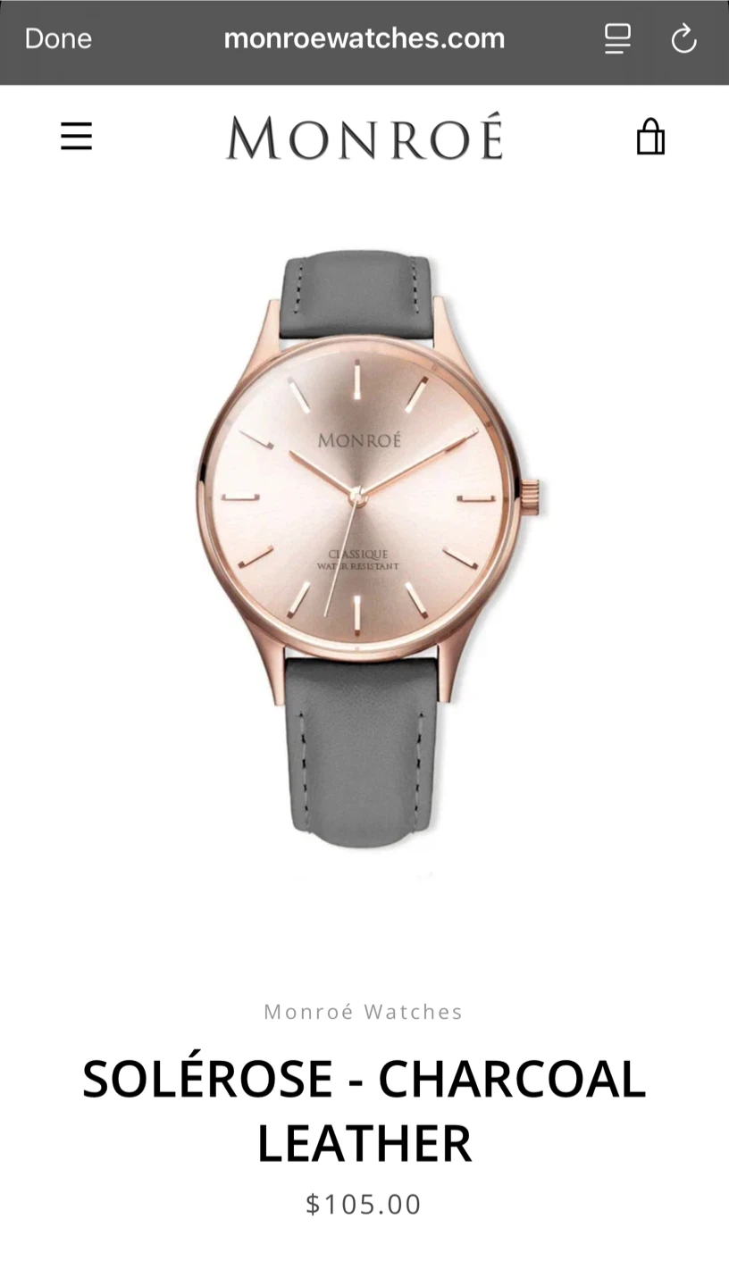 Monroe Solérose Charcoal Leather Watch - photo 2