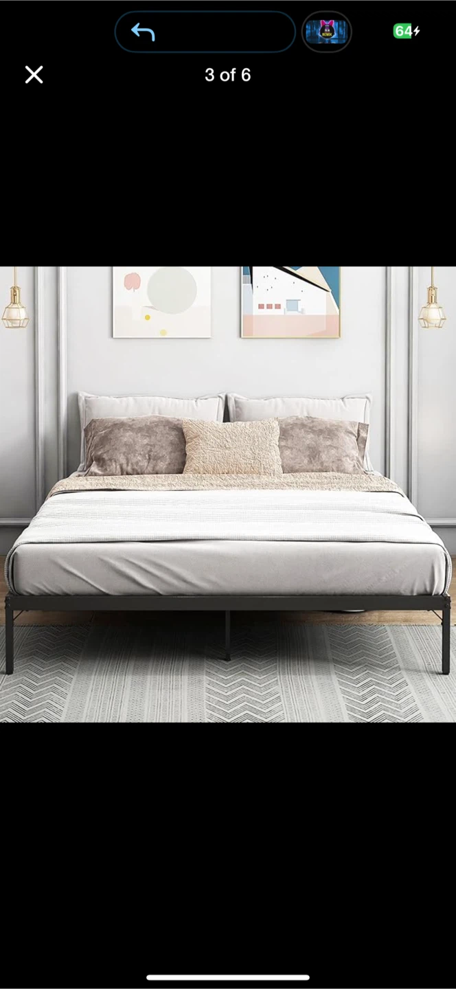 Queen Size Black Metal Bed Frame - photo 3