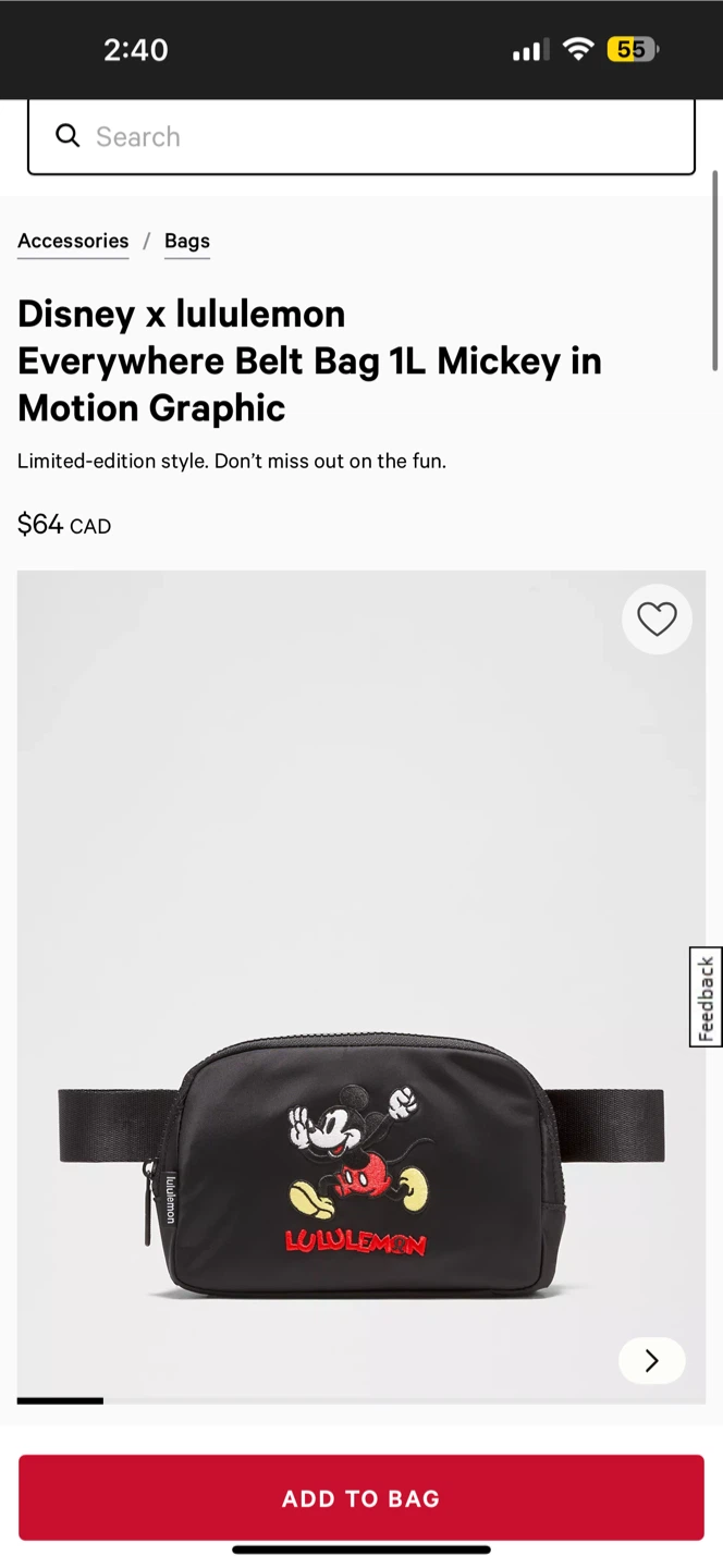 Lululemon Disney Everywhere Belt Bag 1L Mickey - photo 3
