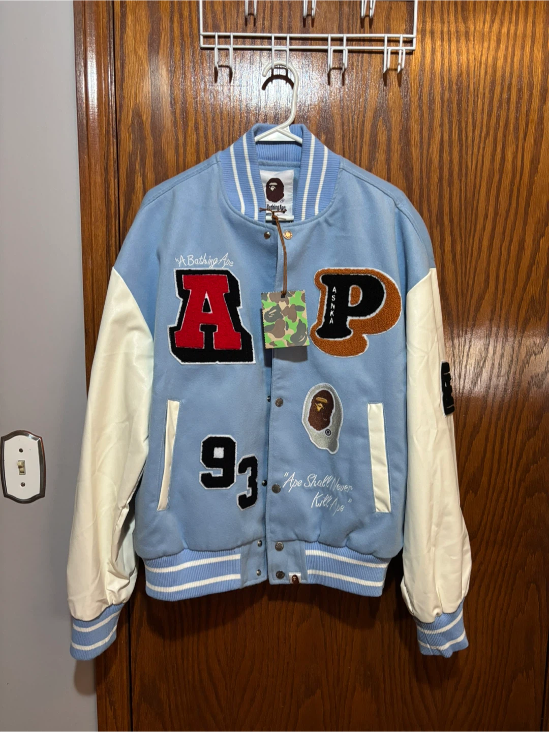 Leather Wool ‘Bathing Ape’ Varsity Jacket