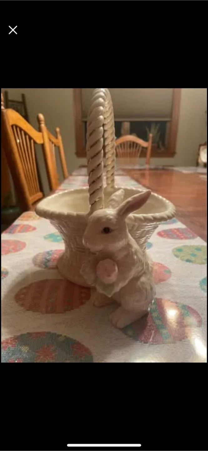 Lenox Easter Bunny Rabbit 7" Centerpiece Basket thumbnail