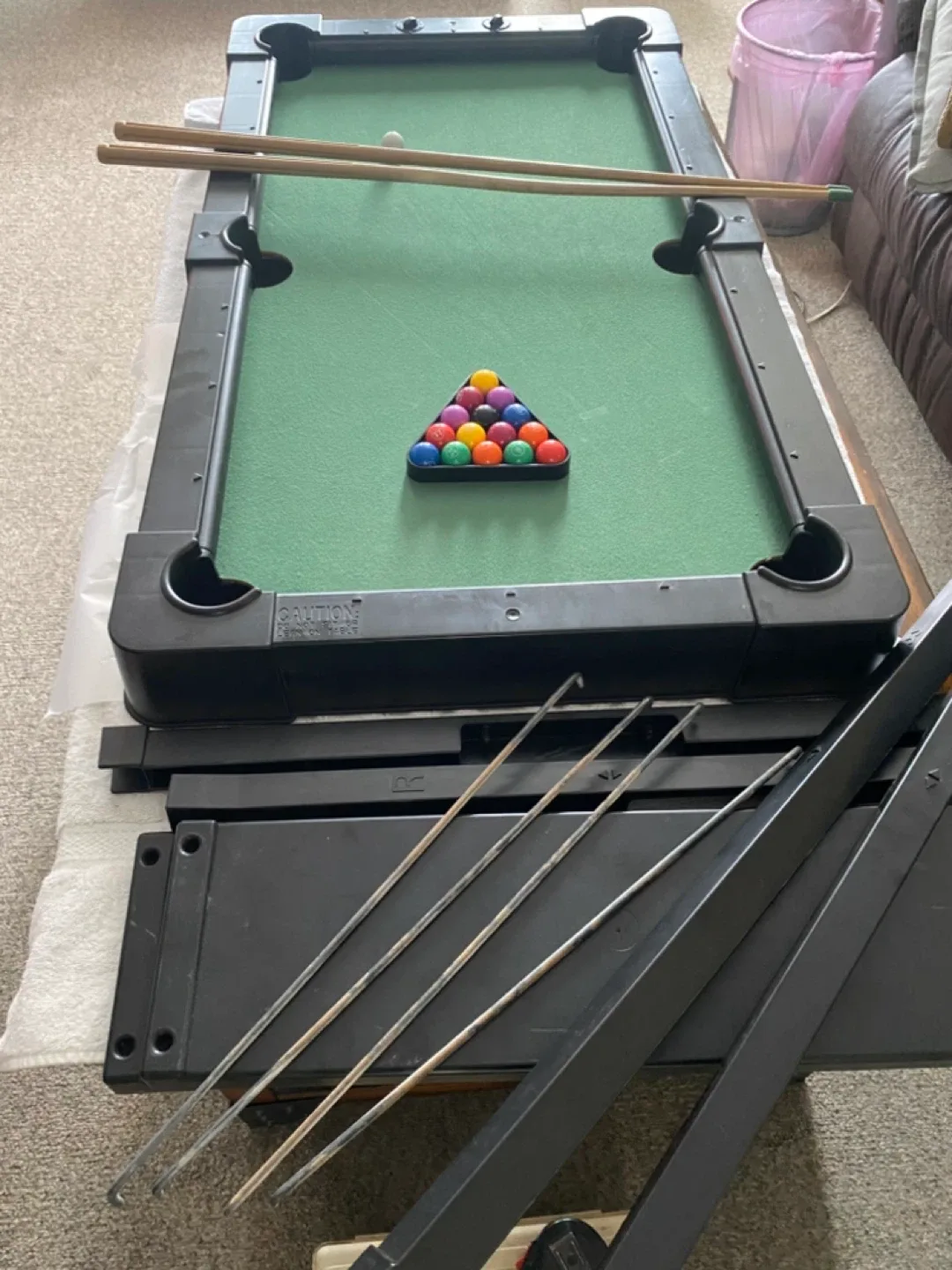 MINT CONDITION POOL TABLE 20” X 38” DETACHABLE LEGS image indicator(4)