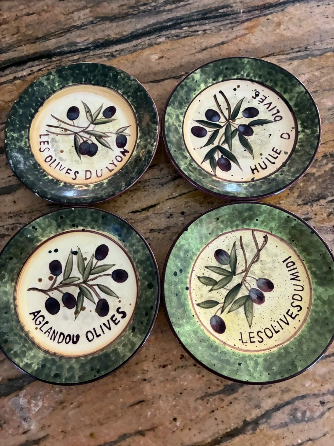 Set of 4 Olive Motif Plates thumbnail