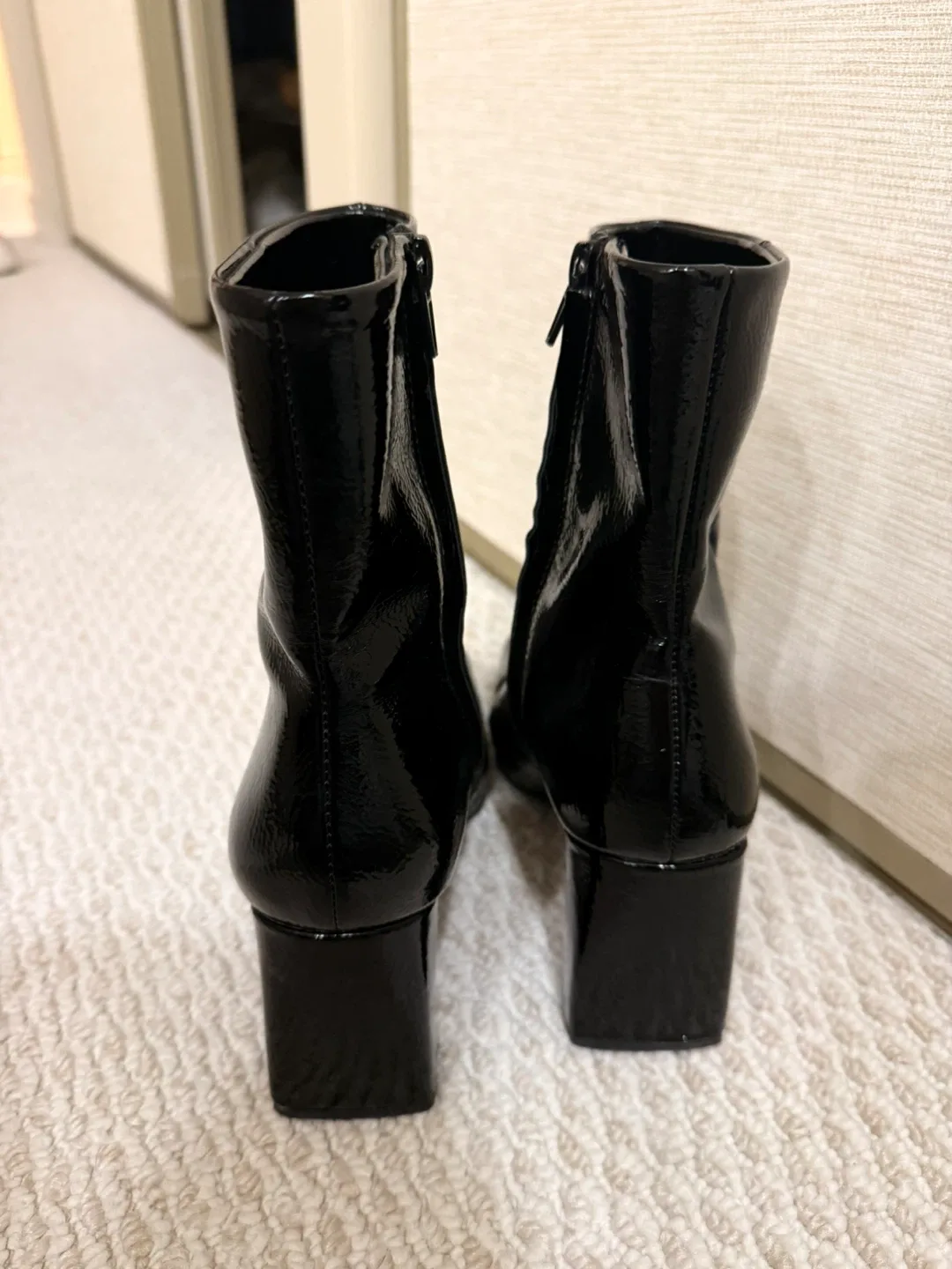 Zara Black Patent Leather Ankle Boots image indicator(4)