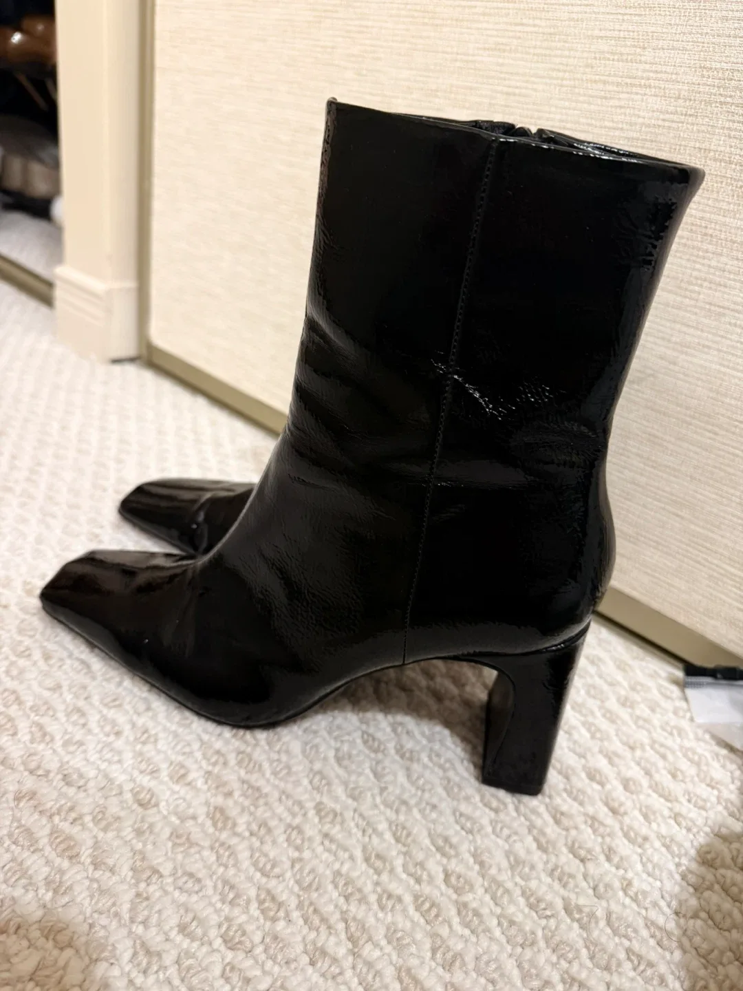 Zara Black Patent Leather Ankle Boots image indicator(5)