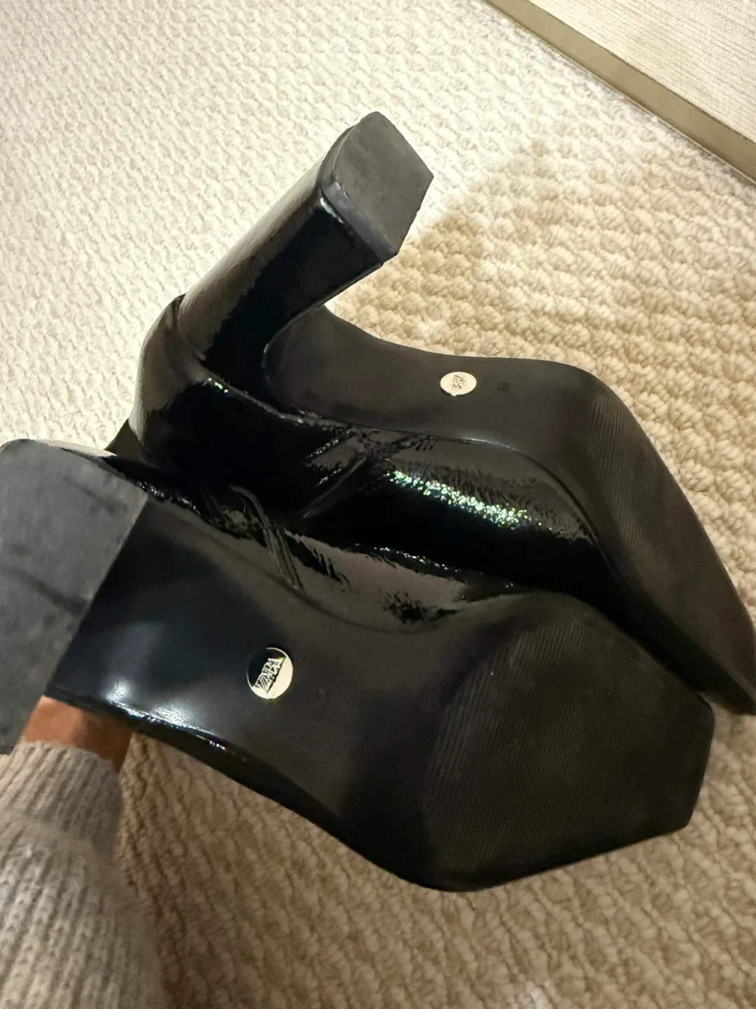 Zara Black Patent Leather Ankle Boots image indicator(6)