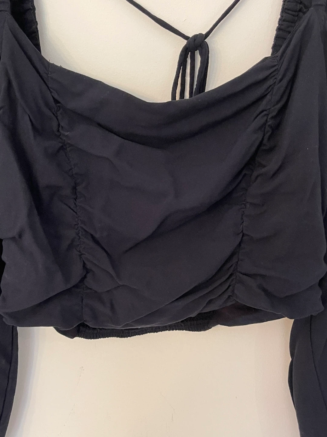 Urban Outfitters Black Long Sleeve Cropped Blouse - Size L - photo 4