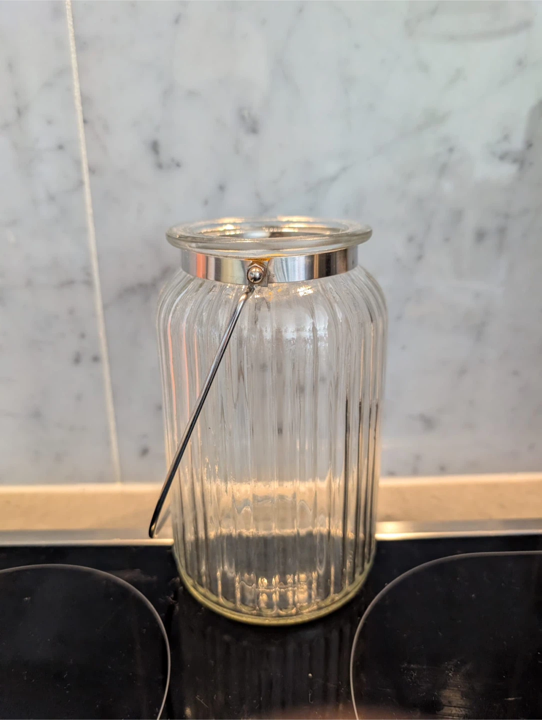 Glass Jar with Metal Handle