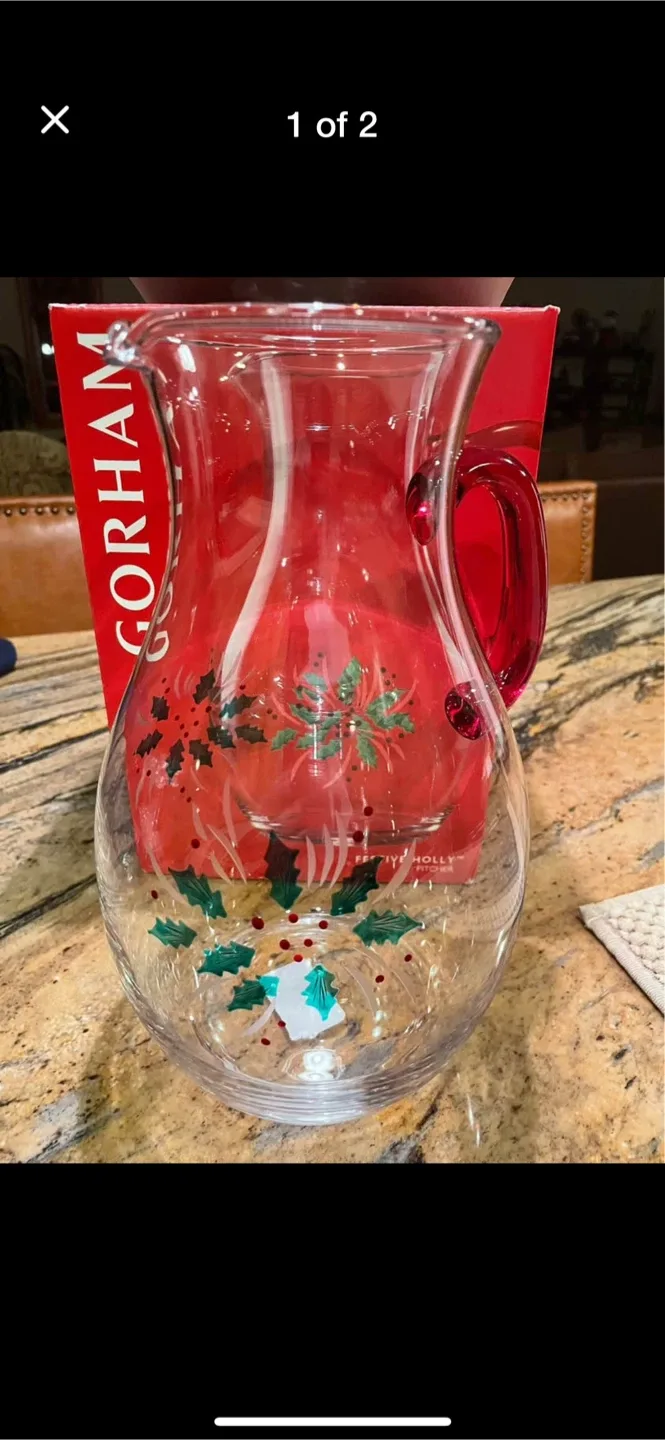 Gorham Festive Holly Pitcher thumbnail