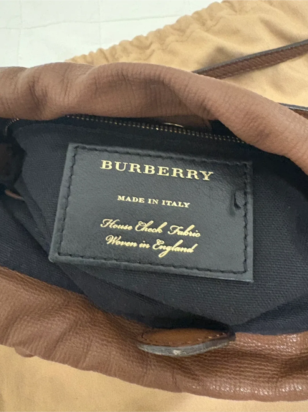 Burberry Brown Leather Drawstring Bucket Bag image indicator(7)