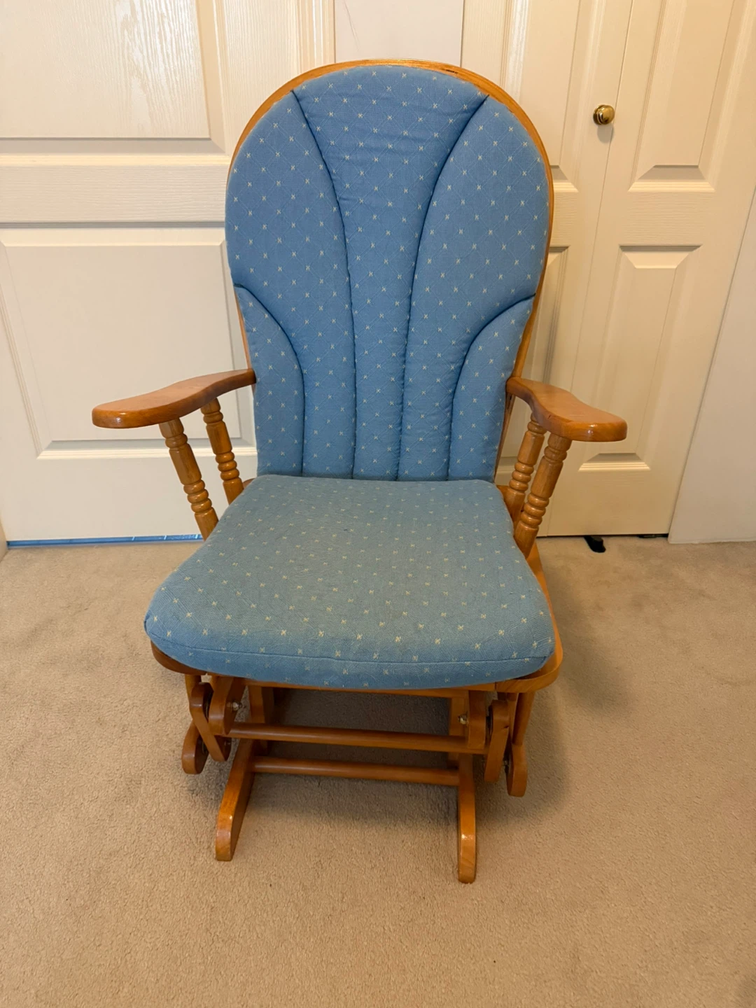Glider Rocking Chair - Blue Fabric